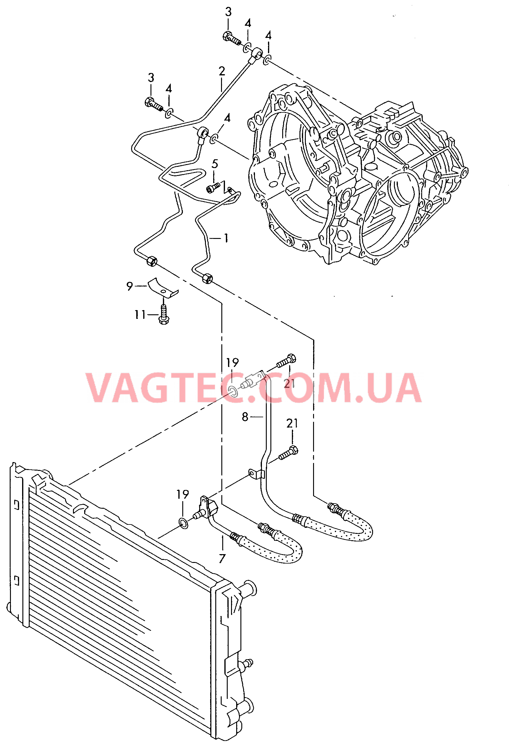 Напорный маслопровод для охлаждения масла коробки передач  для 6-ступен. механической КП  для VOLKSWAGEN Passat 2003