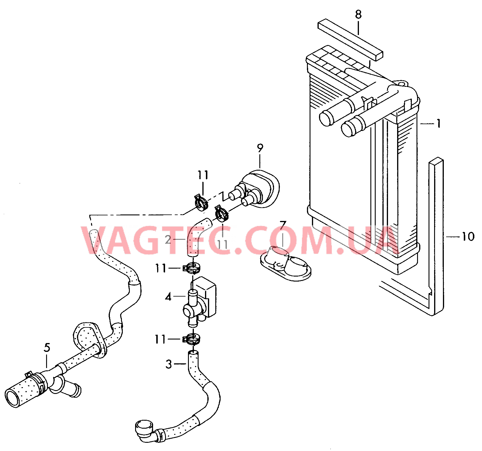 Теплообменник Шланги ОЖ  для VOLKSWAGEN Passat 2004