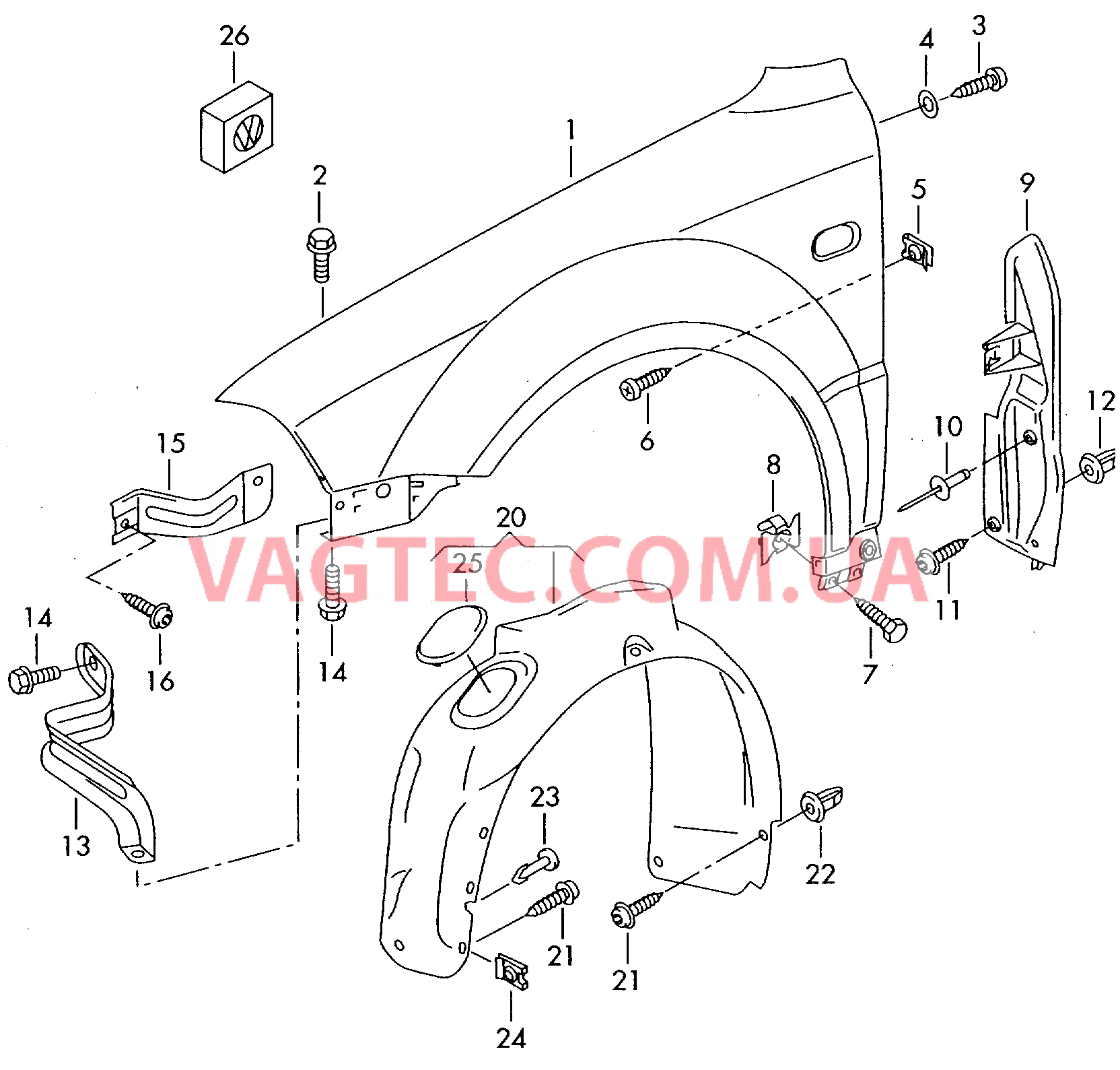 Крыло Локер колесной арки  для VOLKSWAGEN Passat 2005