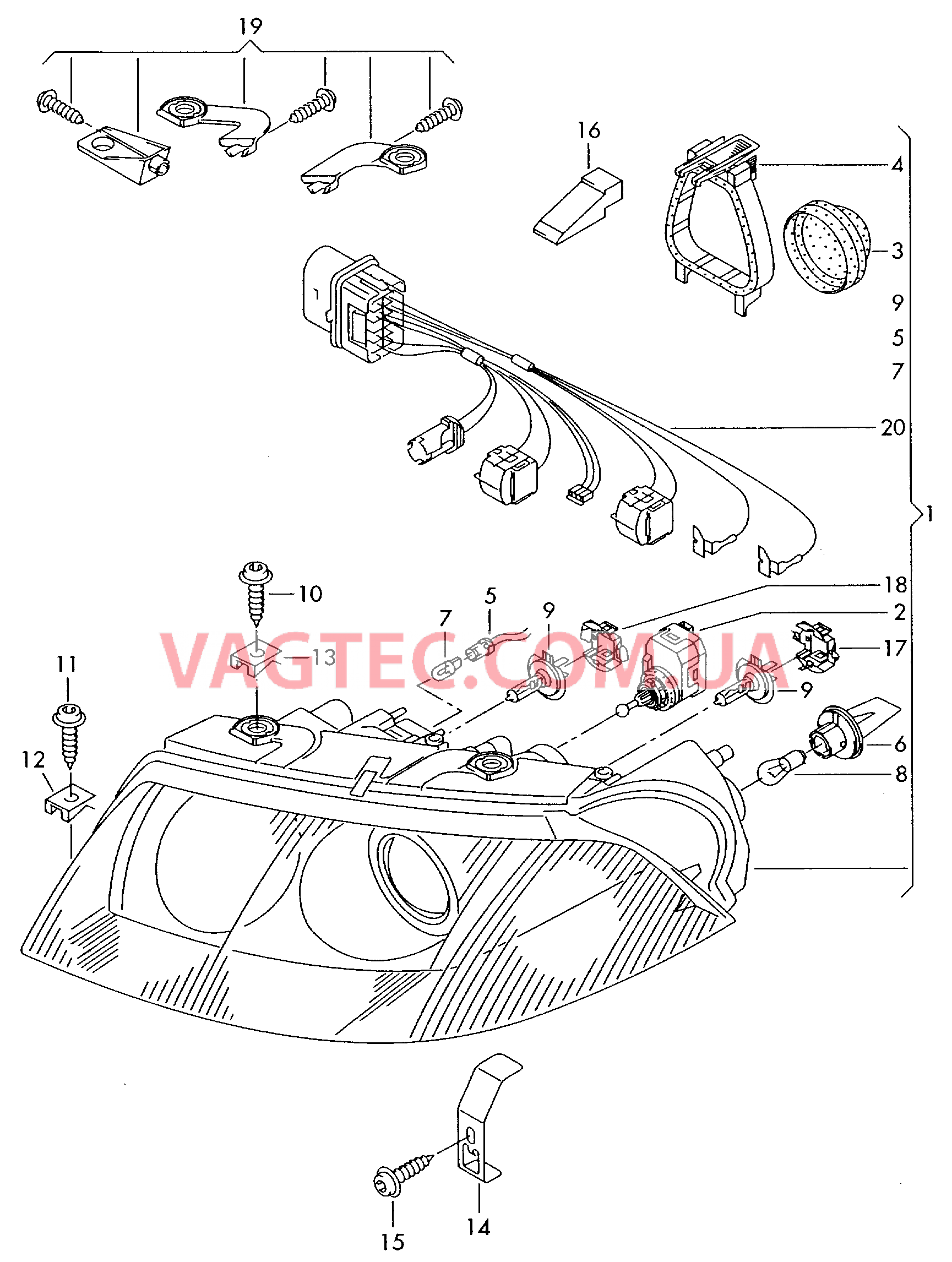 Двойная галогенная фара  для VOLKSWAGEN Passat 2003