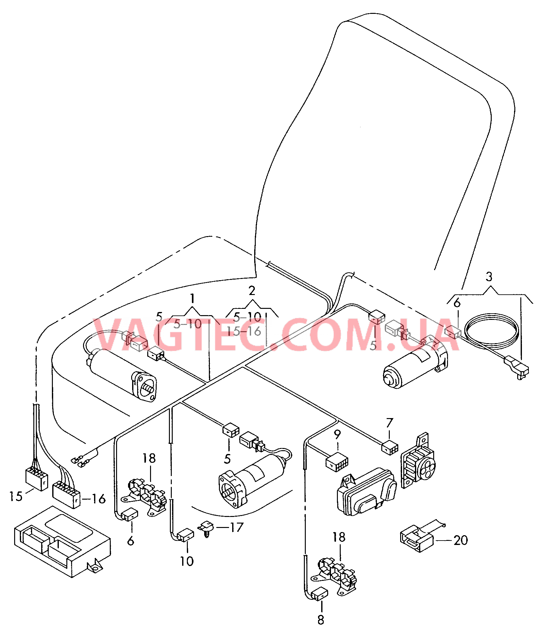 Жгут проводов сиденьяс электрорегулировкой  для VOLKSWAGEN Passat 2003