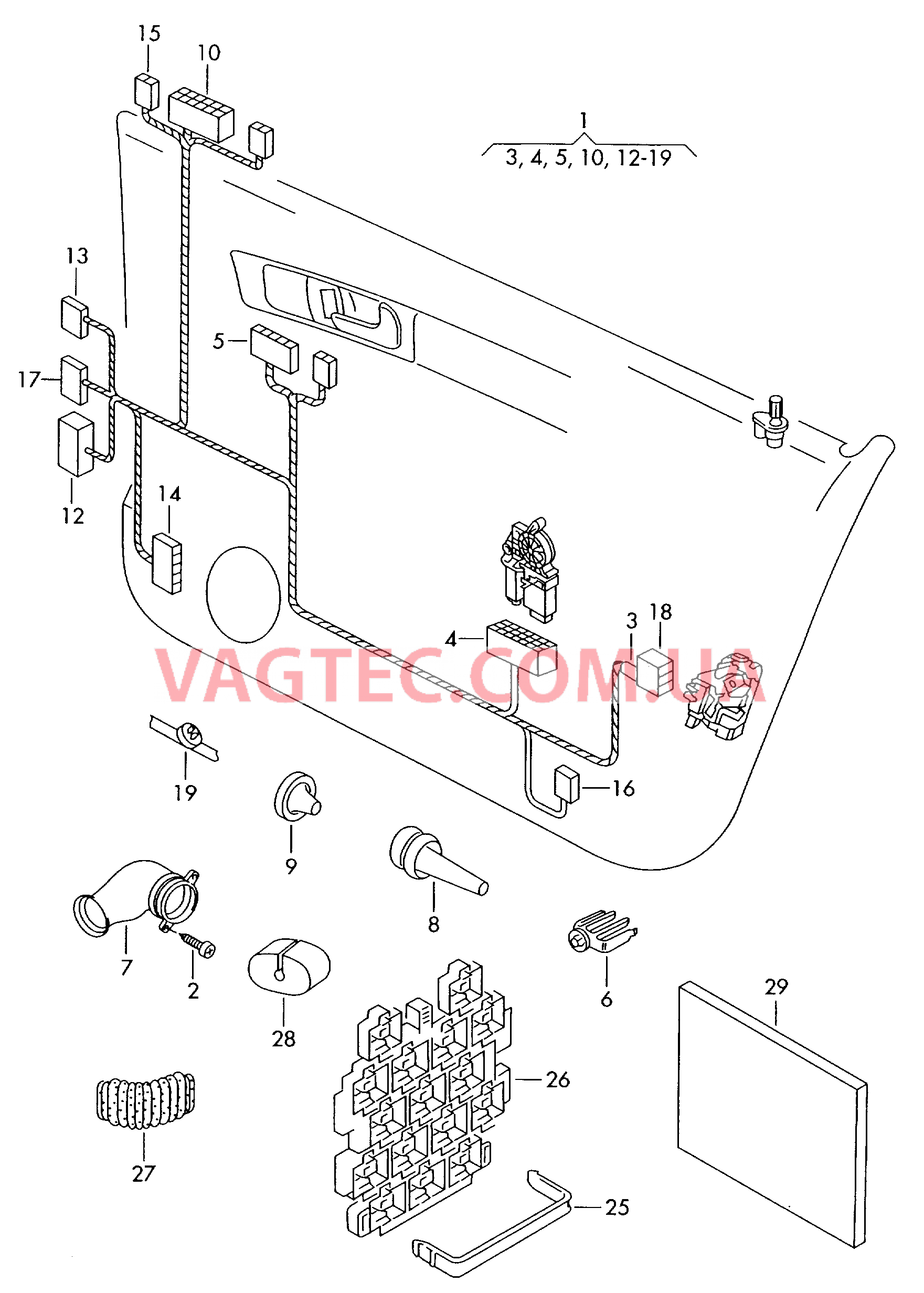 Жгут проводов двери  для VOLKSWAGEN Passat 2003