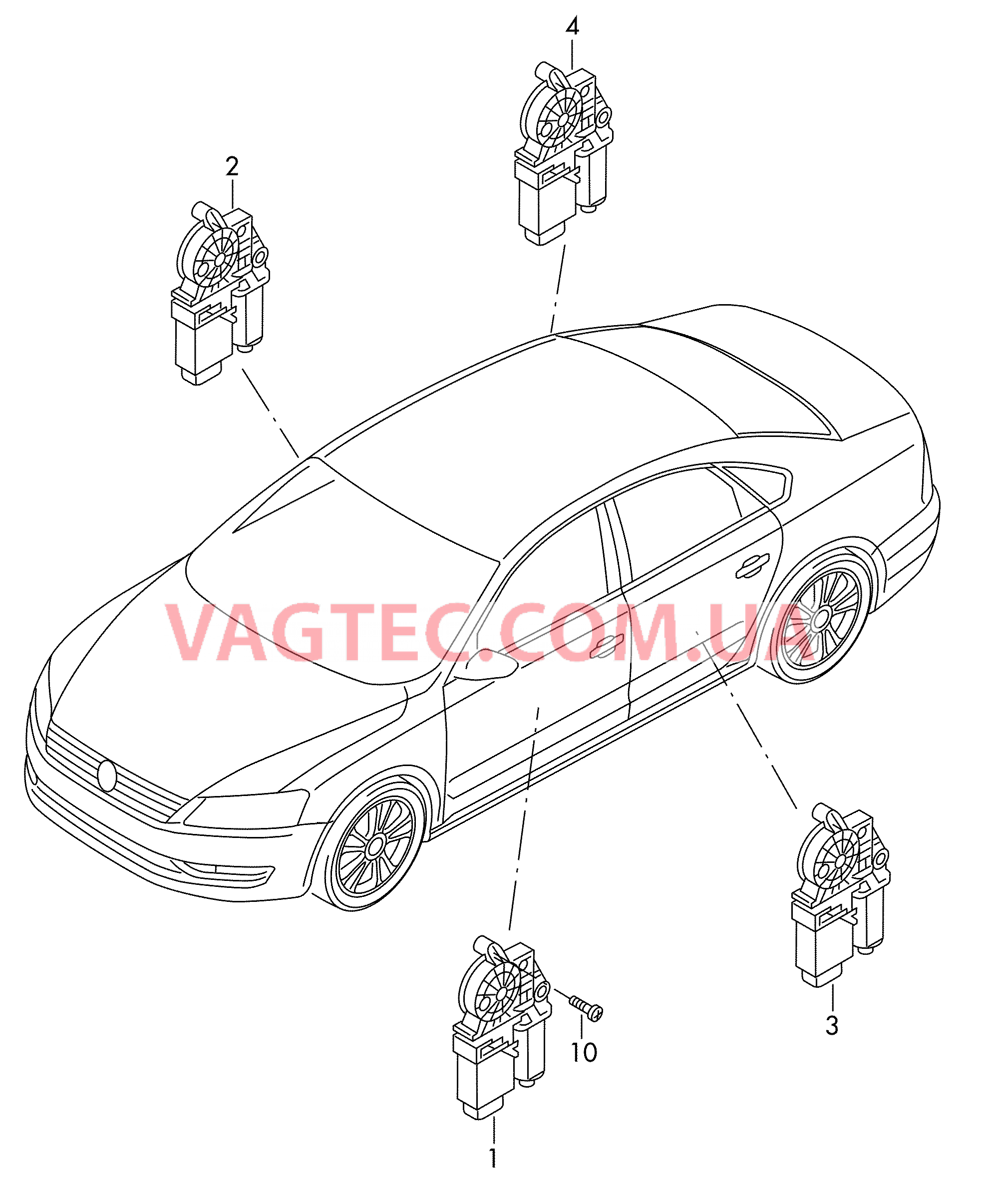 Эл.двигатель стеклоподъёмника  для VOLKSWAGEN Passat 2013-1