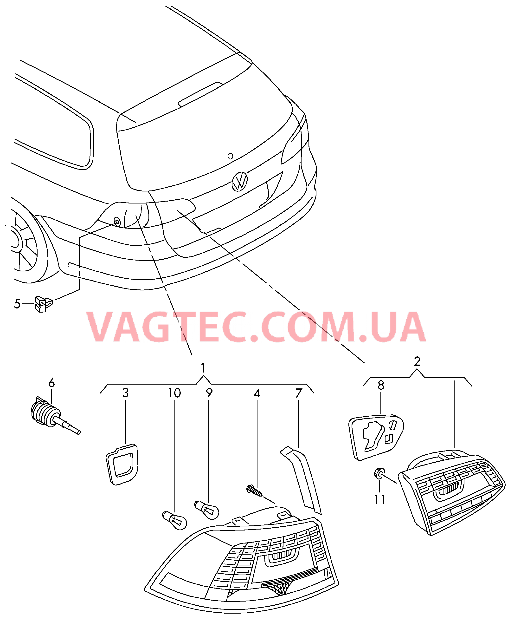 Светодиодный задний фонарь  для VOLKSWAGEN Passat 2013-1