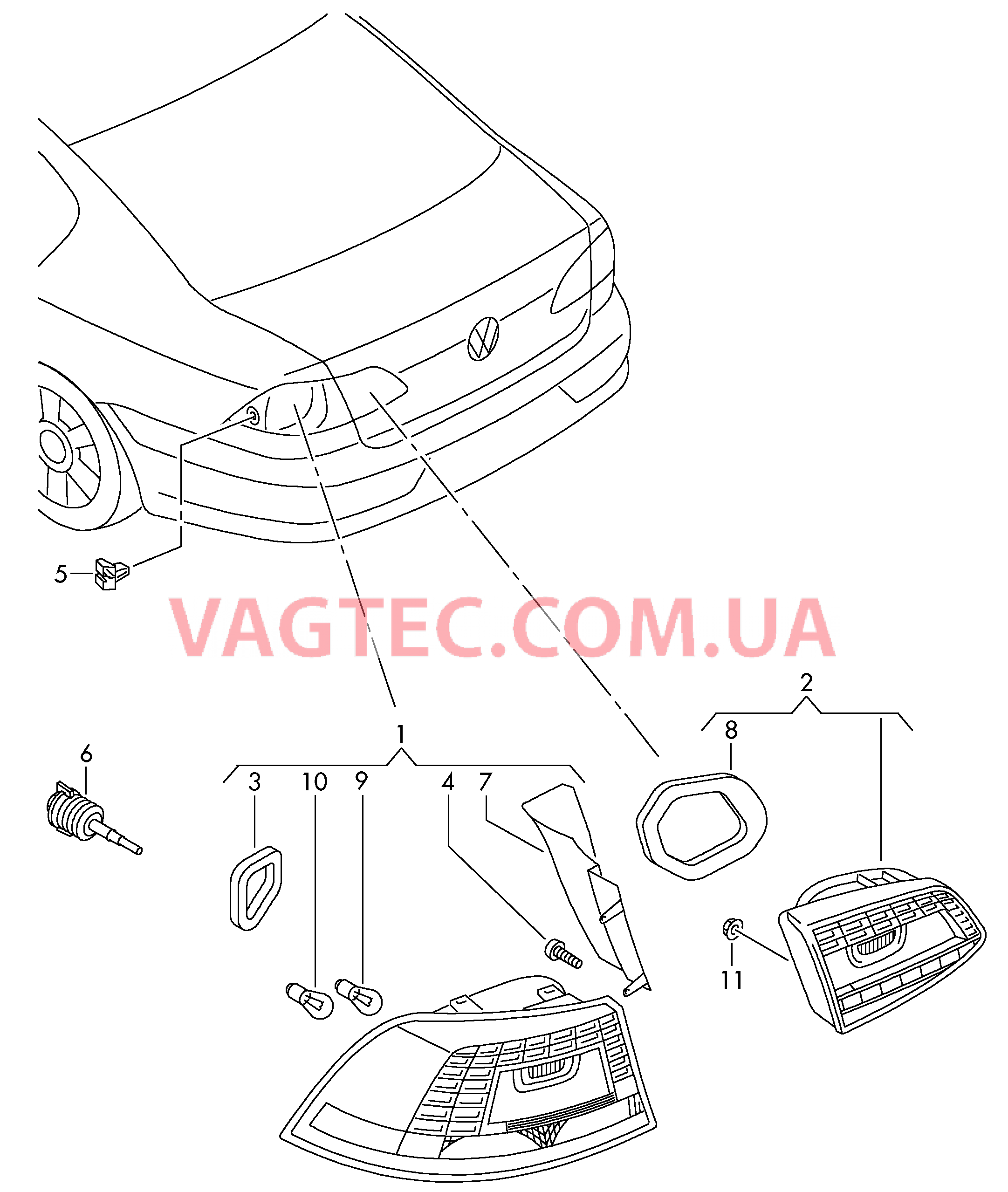 Светодиодный задний фонарь  для VOLKSWAGEN Passat 2013-1