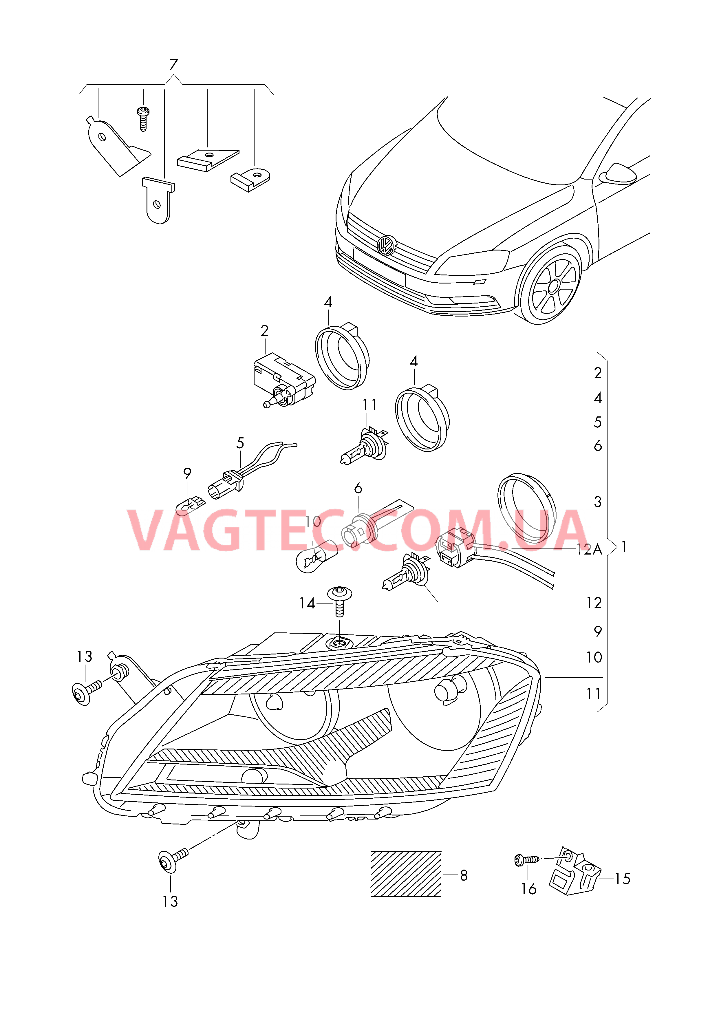 Двойная галогенная фара  для VOLKSWAGEN Passat 2014-1