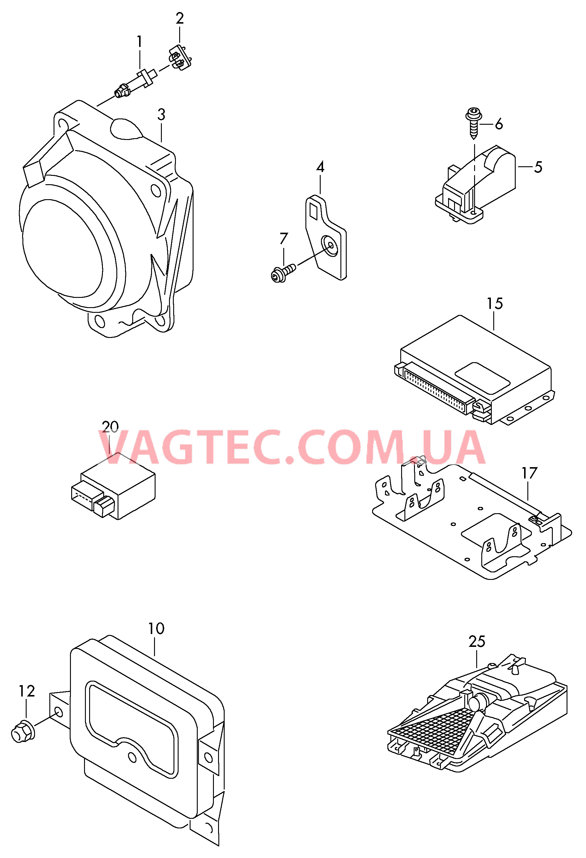 Радарный датчик для автомобилей, оборудованнных круиз-контролем и автоматич. регулятором дистанции   Блокировка рулевой колонки БУ электомехан. стояночного тормоза  Блок управления для спец.а/м для а/м в спец.комплектации  БУ солнцезащитной шторки  Блок управления с камерой для распознавания дорожных знаков и динам. рег. дальнего света   БУ кнопки включения зажигания и стартера  для VOLKSWAGEN Passat 2012