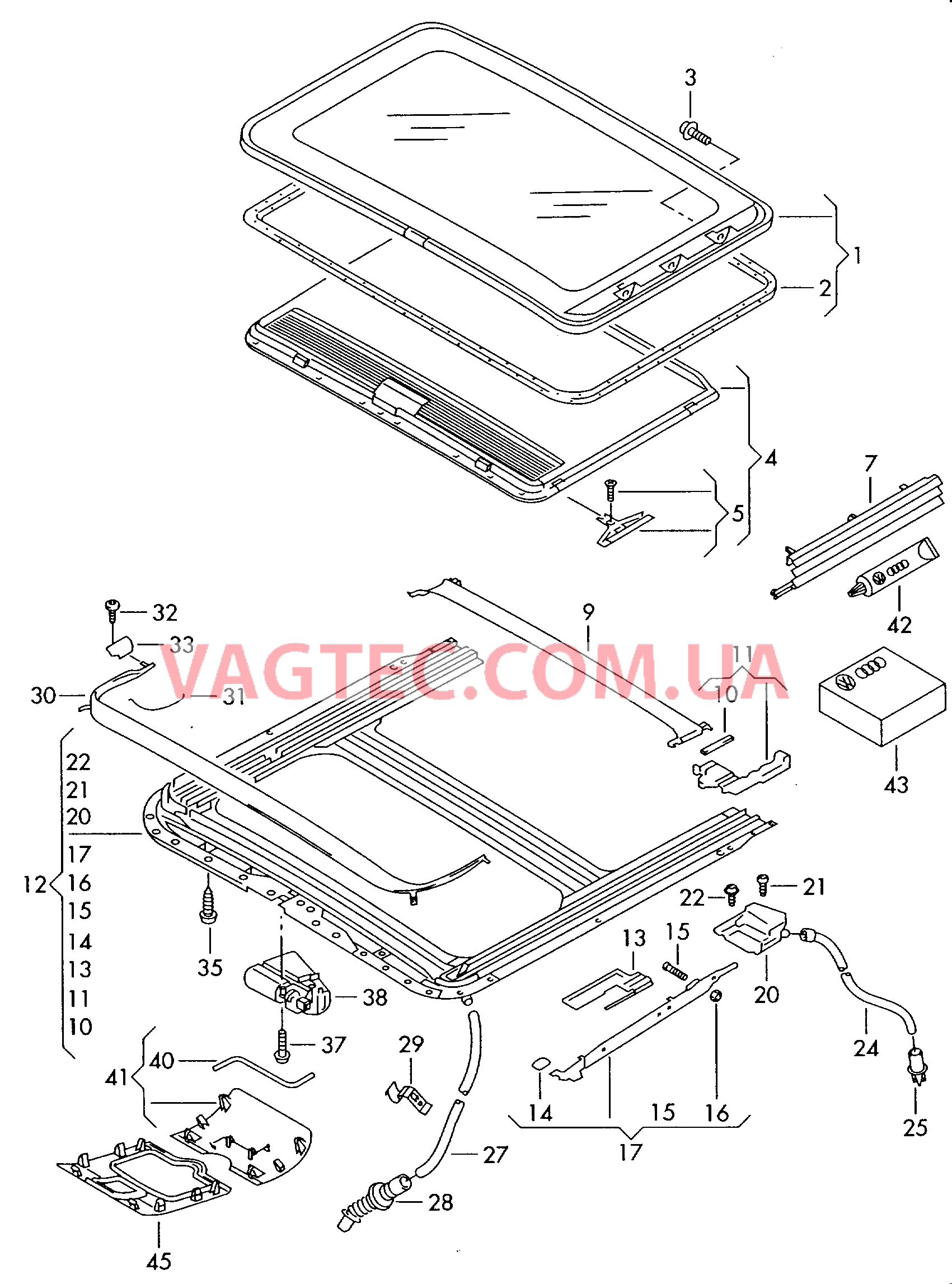 Люк с фотовольт. эл-ми питания  для VOLKSWAGEN Passat 2014-1