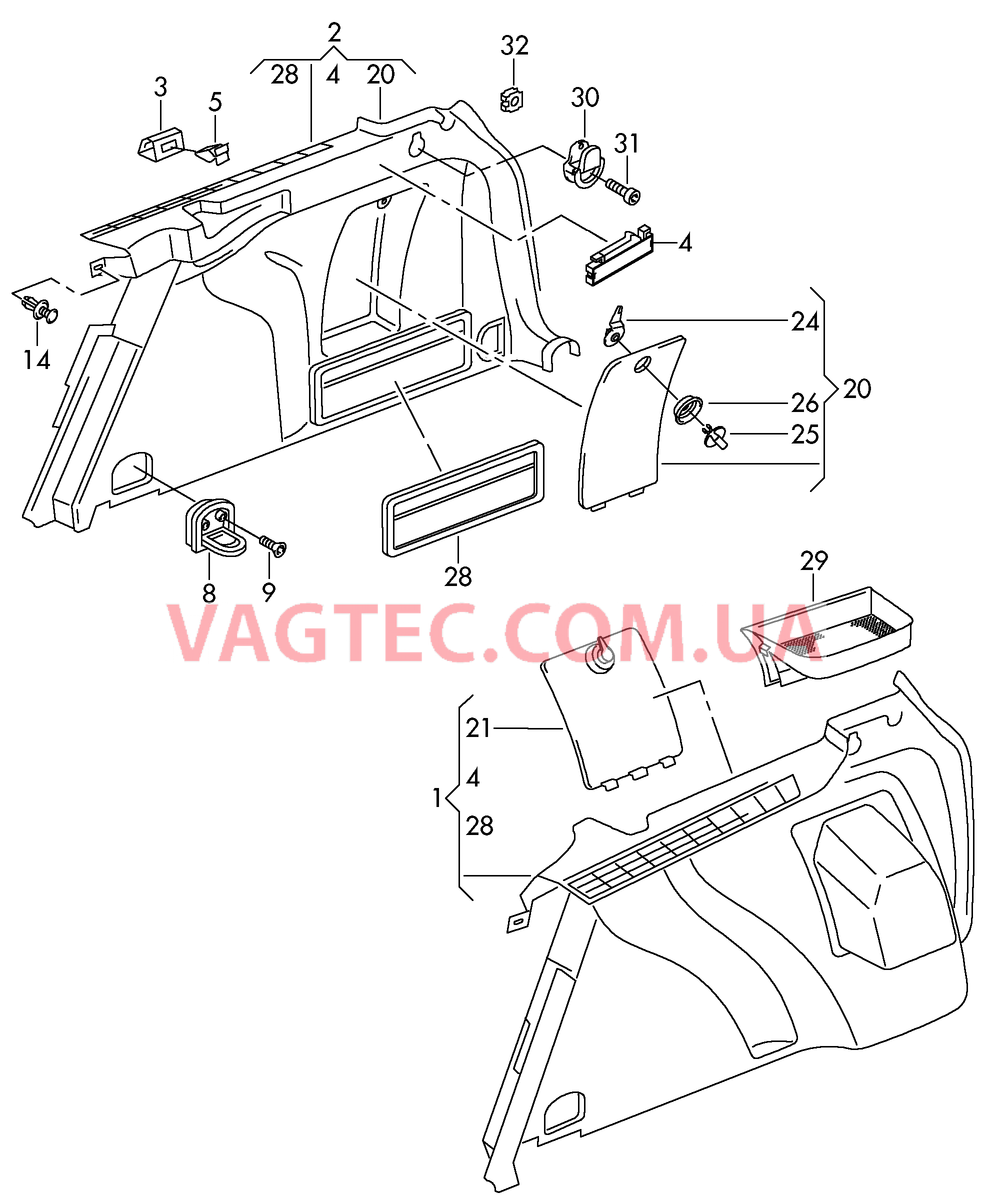 Обивка багажного отсека  для VOLKSWAGEN Passat 2010