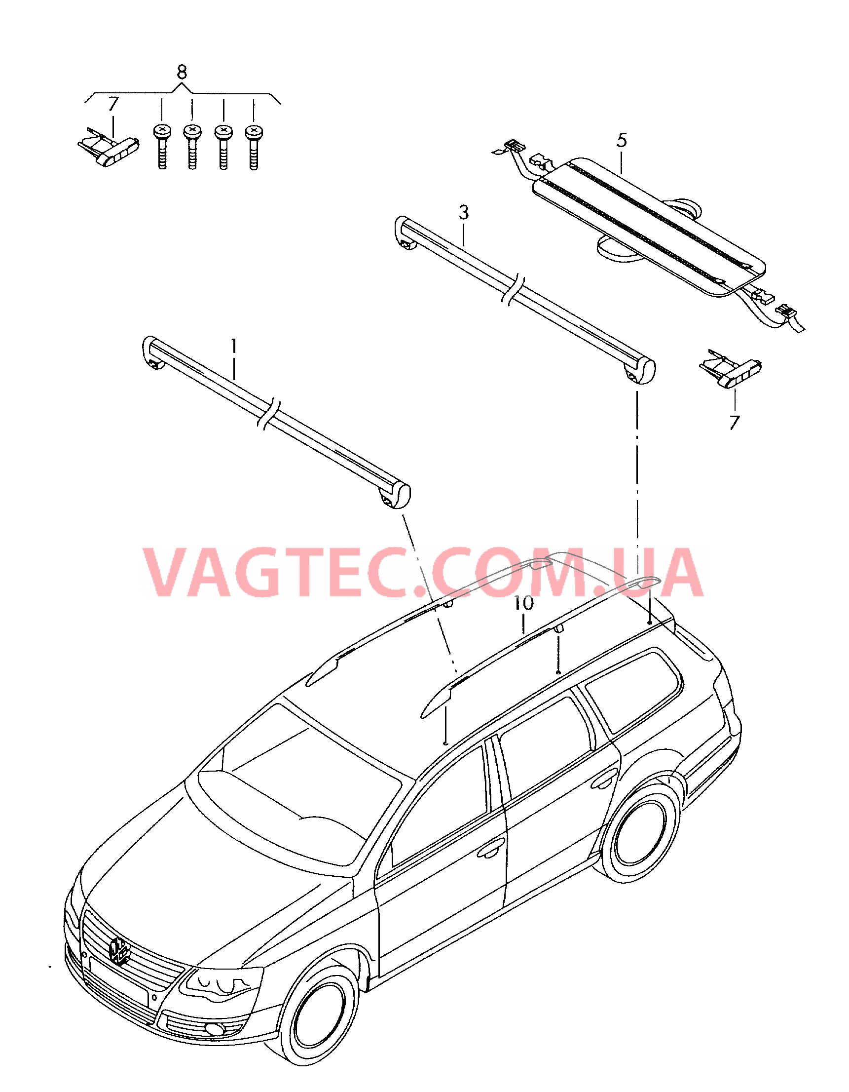 Поперечные релинги крыши  для VOLKSWAGEN Golf.Plus 2010