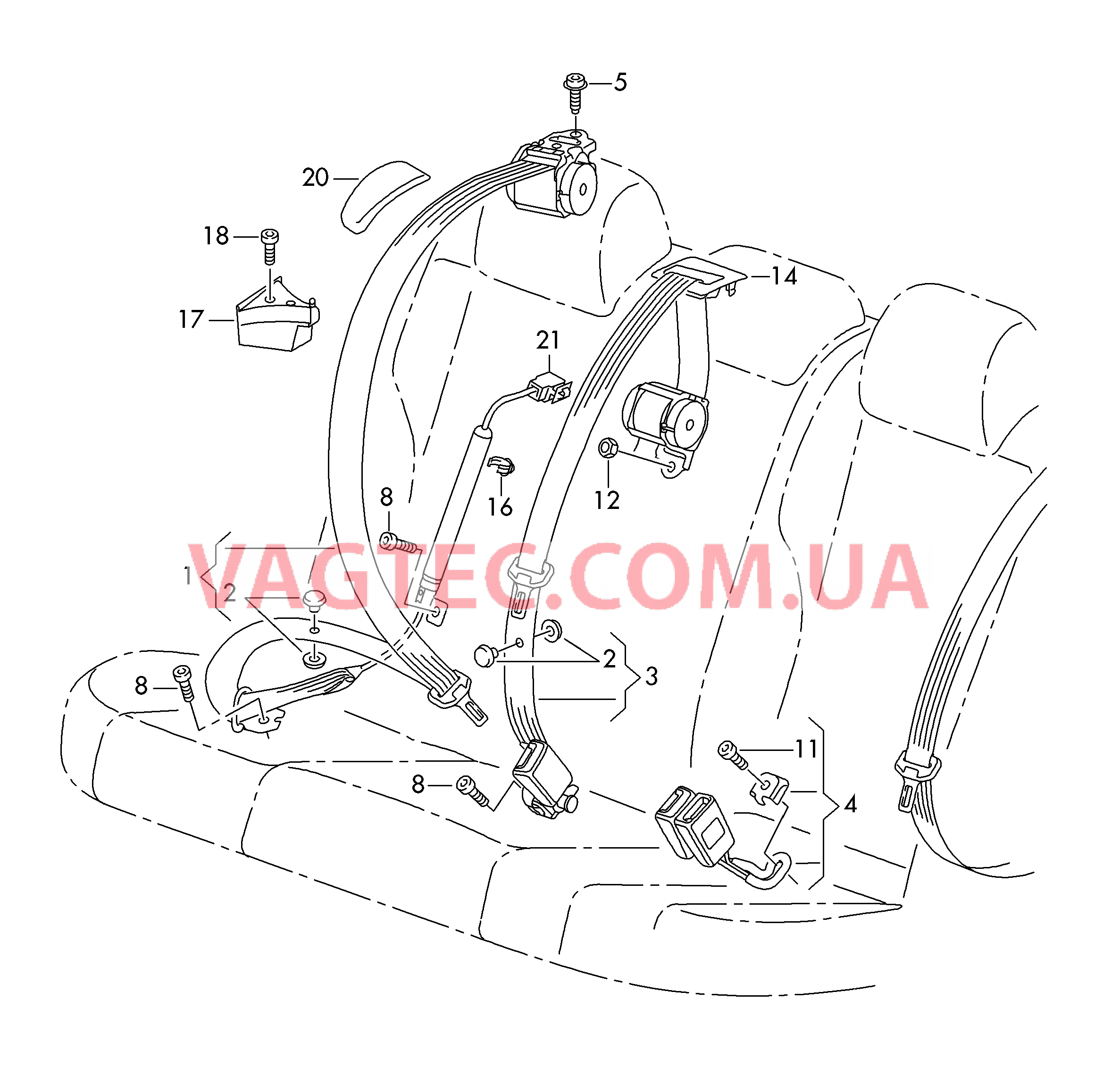 Трехточечн. ремень безопасн.  для VOLKSWAGEN Passat 2009