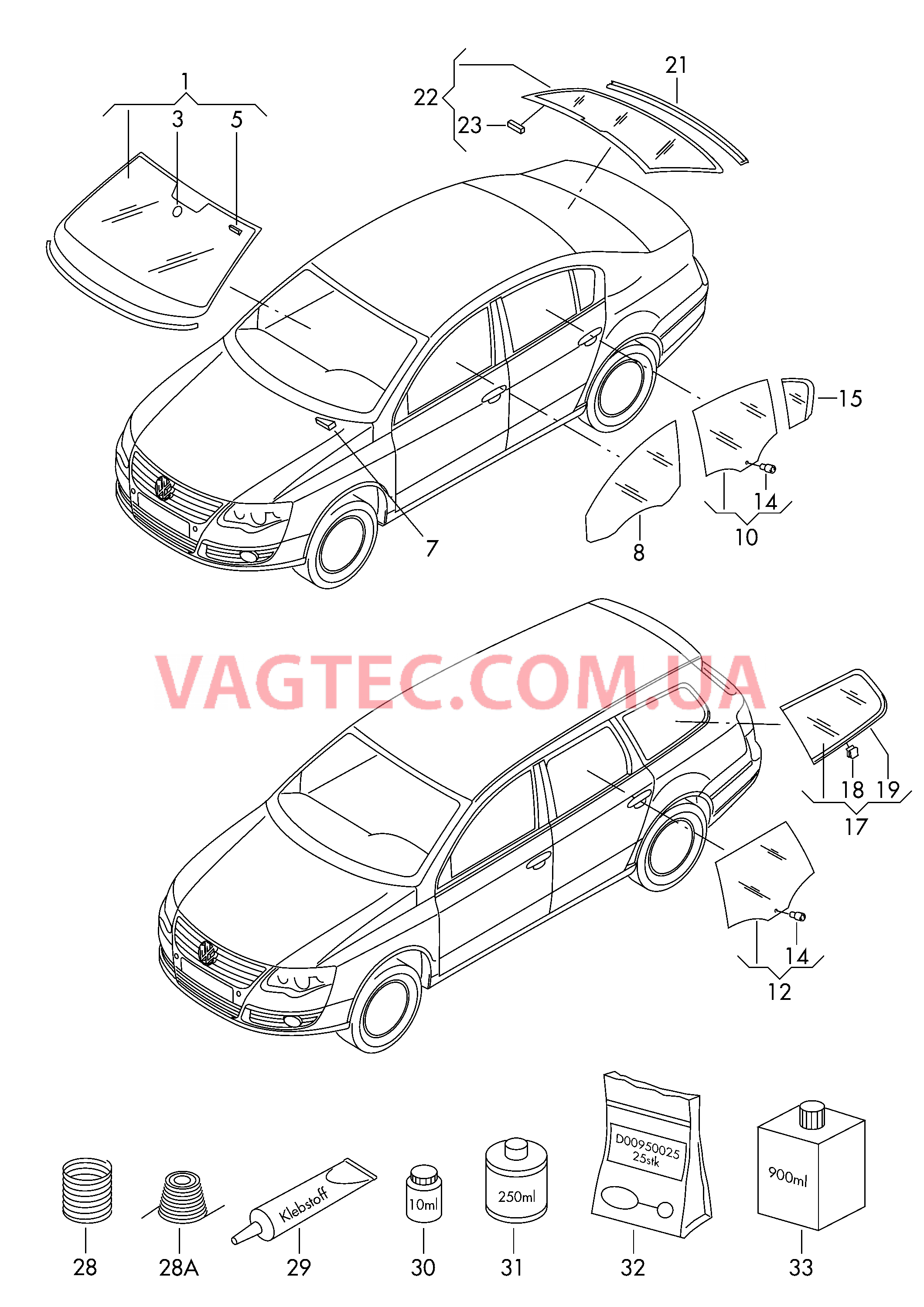 Стёкла  для VOLKSWAGEN Passat 2013-1