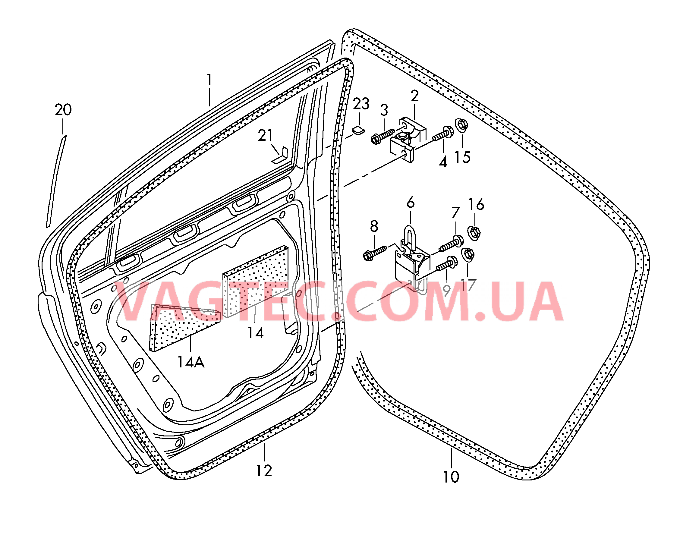 Двери Петля двери Уплотнитель двери  для VOLKSWAGEN Passat 2009