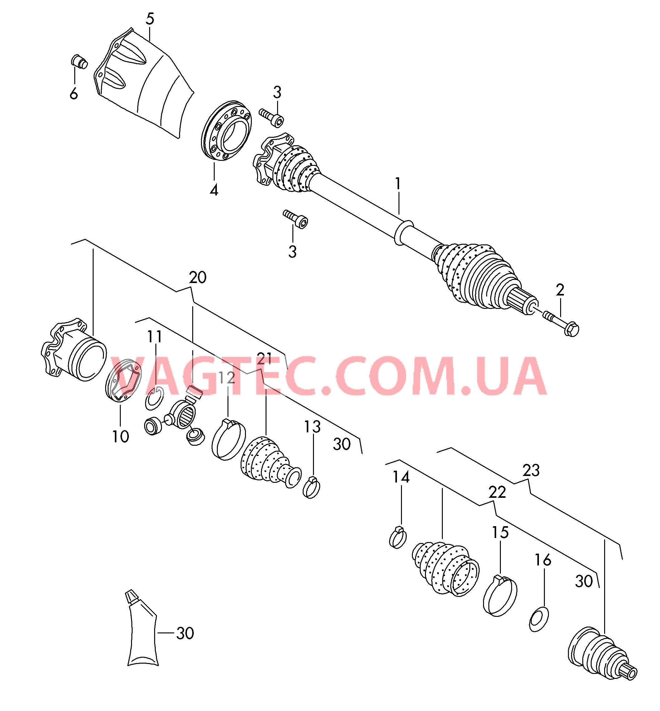 Приводной вал для 6-ступ. КП DSG  для VOLKSWAGEN Passat 2015-1