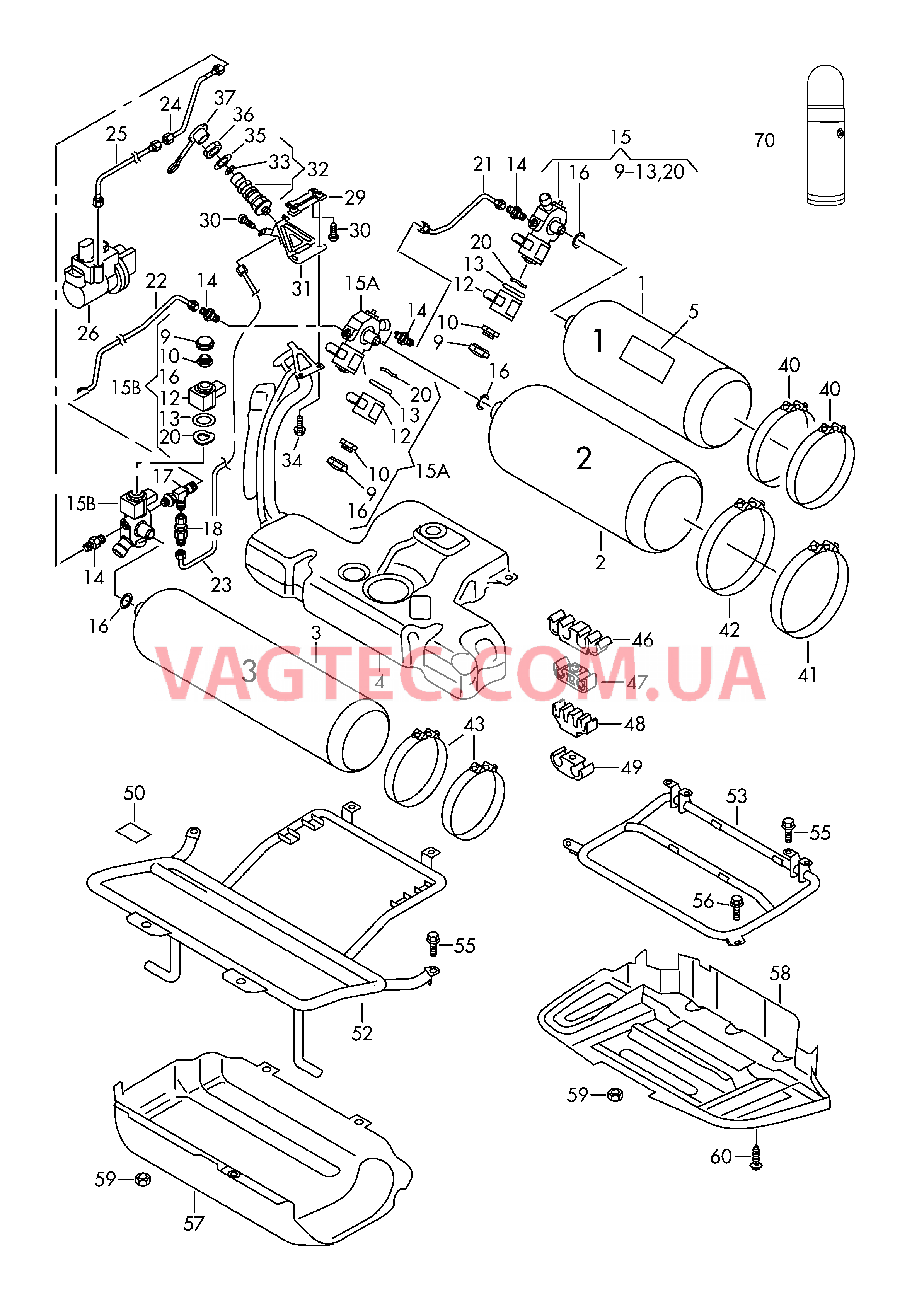 Cистема питания газом Газовый баллон Держатель газового баллона Cтяжной хомут Трубопровод для газа Облицовка днища D - 22.08.2011>> для VOLKSWAGEN Passat 2011-1