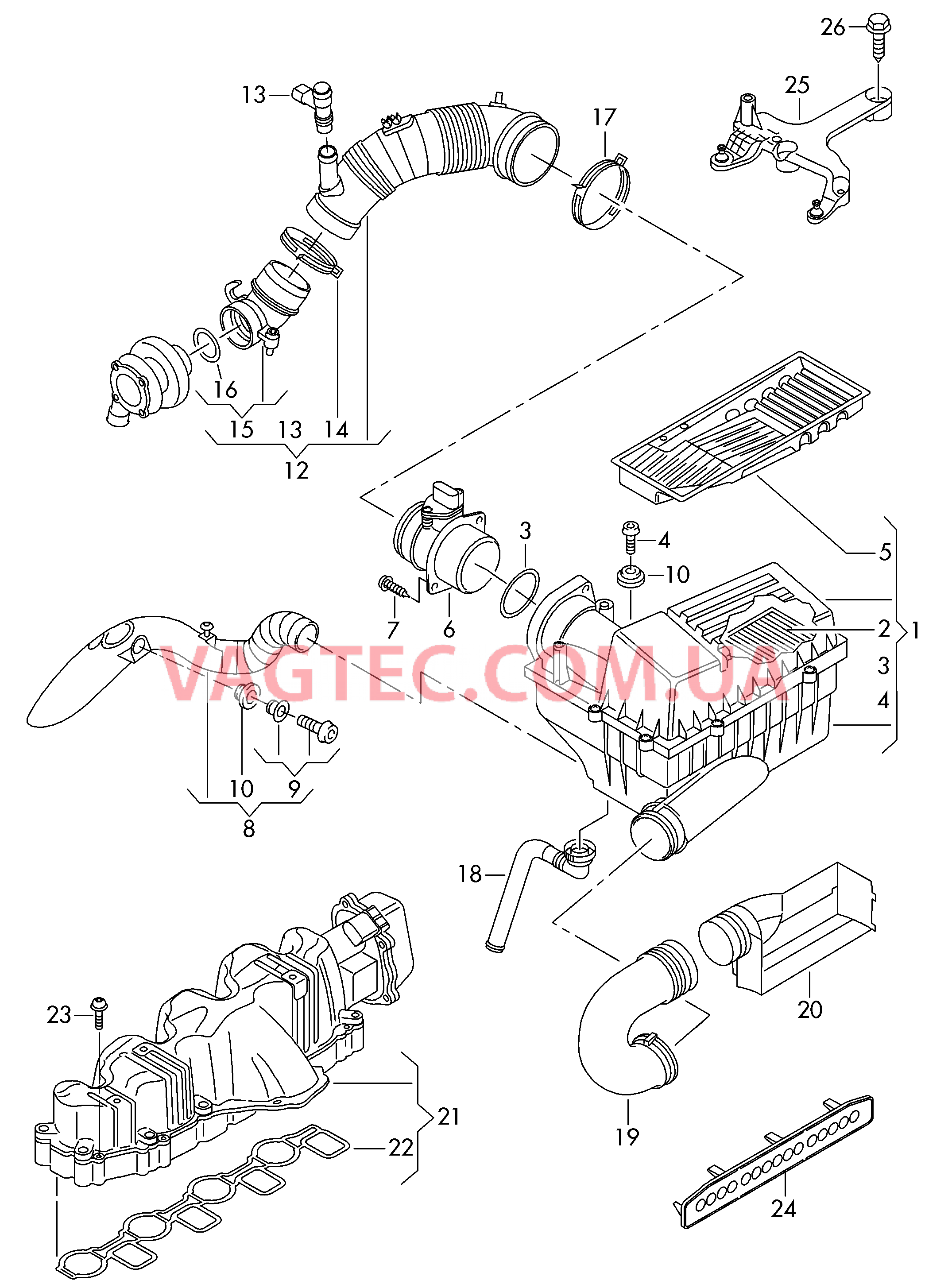 Возд. фильтр с сопутств. деталями  Патрубок впускного тракта  для VOLKSWAGEN Passat 2015-1