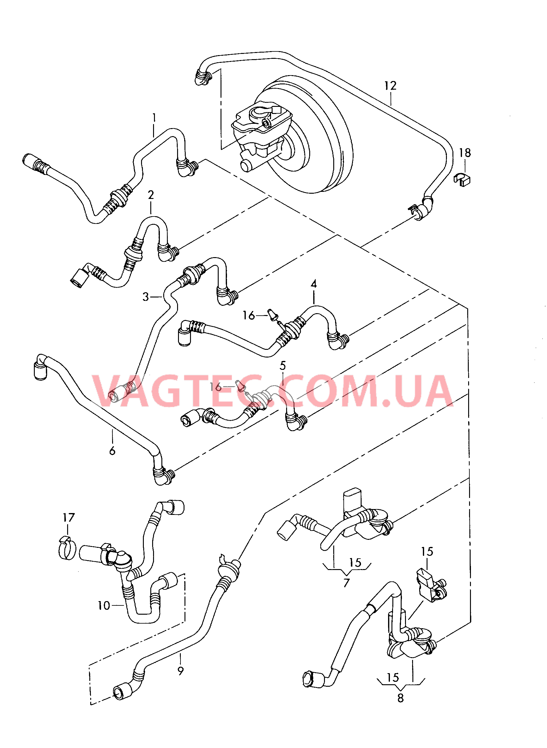 Вакуумные шланги для усилителя тормозного привода  для VOLKSWAGEN Passat 2007