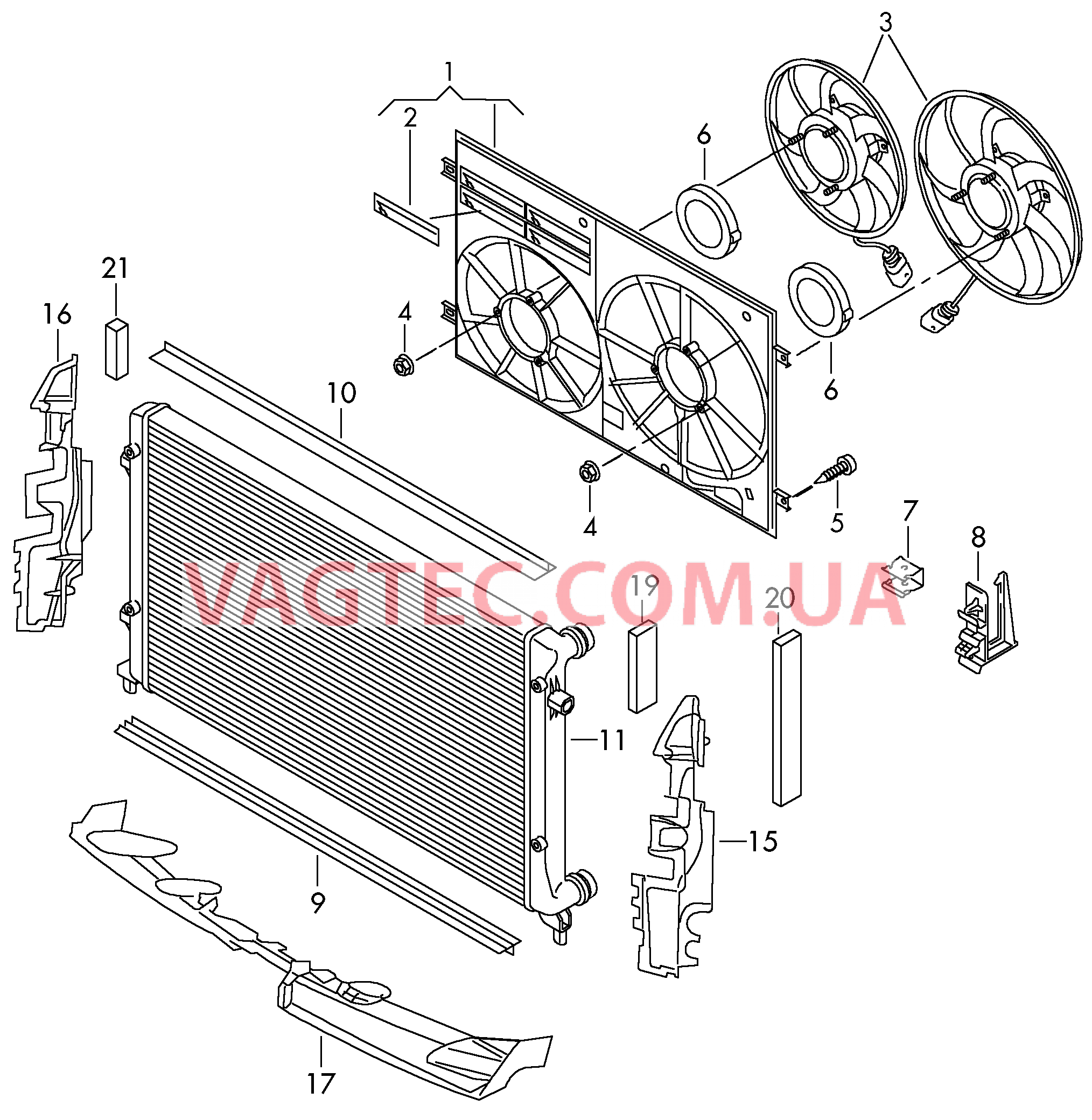 Рамка для двух вентиляторов  для VOLKSWAGEN Passat 2011-1