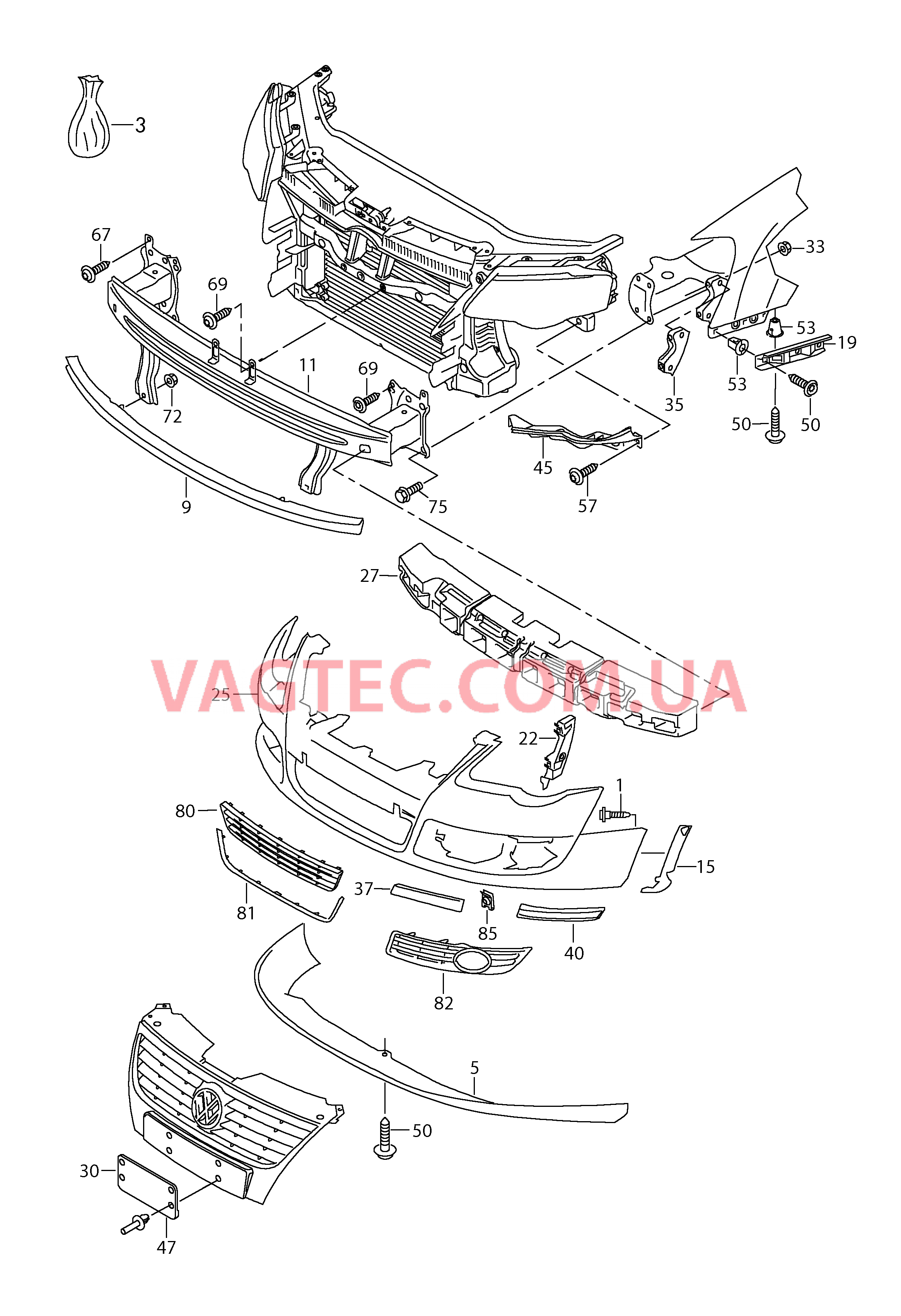 Бампер  для VOLKSWAGEN Passat 2006