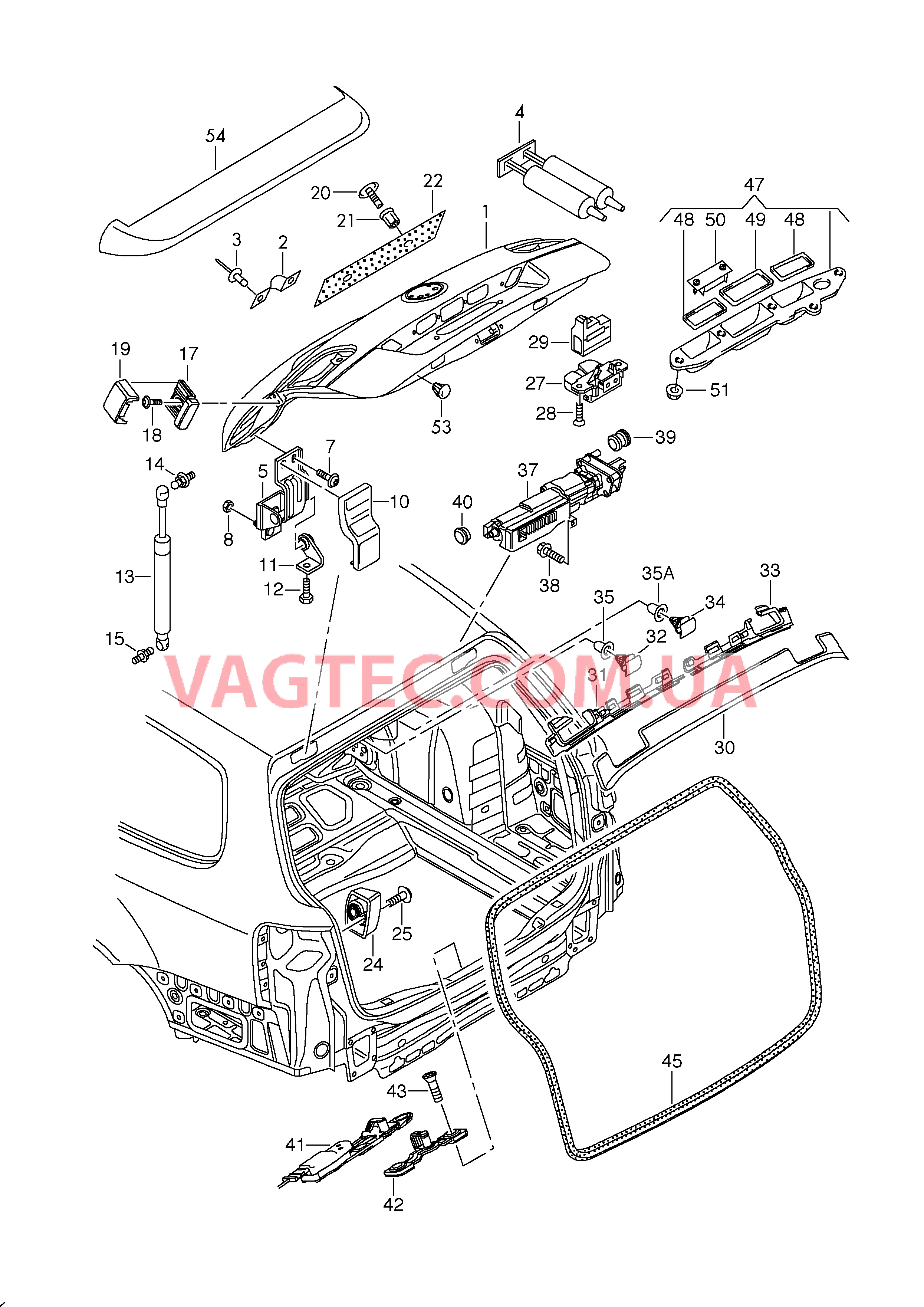 Крышка багажного отсека  F             >> 3C-8E115 800 F             >> 3C-8Р064 070 для VOLKSWAGEN Passat 2008