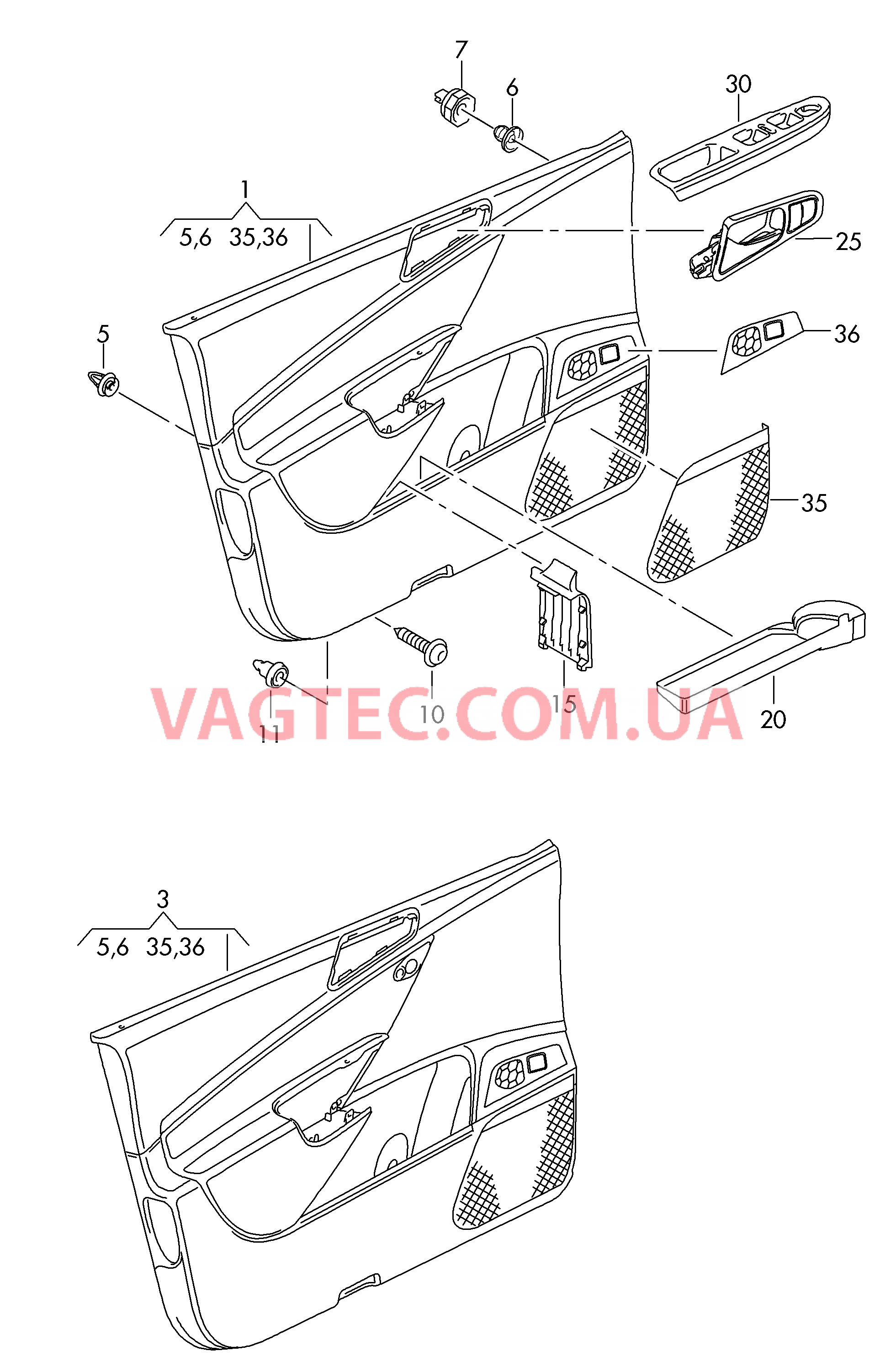 Обивка двери  F             >> 3C-6-030 000* для VOLKSWAGEN Passat 2007