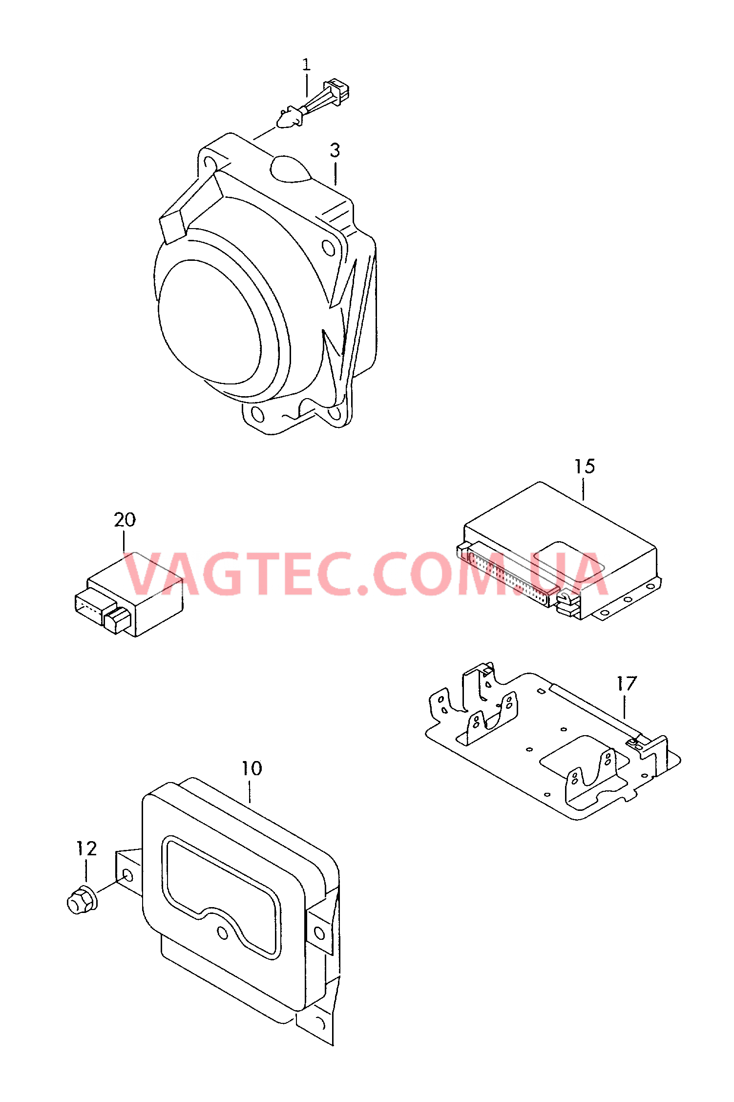 Радарный датчик для автомобилей, оборудованнных круиз-контролем и автоматич. регулятором дистанции   Блокировка рулевой колонки БУ электомехан. стояночного тормоза  Блок управления для спец.а/м для а/м в спец.комплектации  БУ солнцезащитной шторки  для VOLKSWAGEN Passat 2009