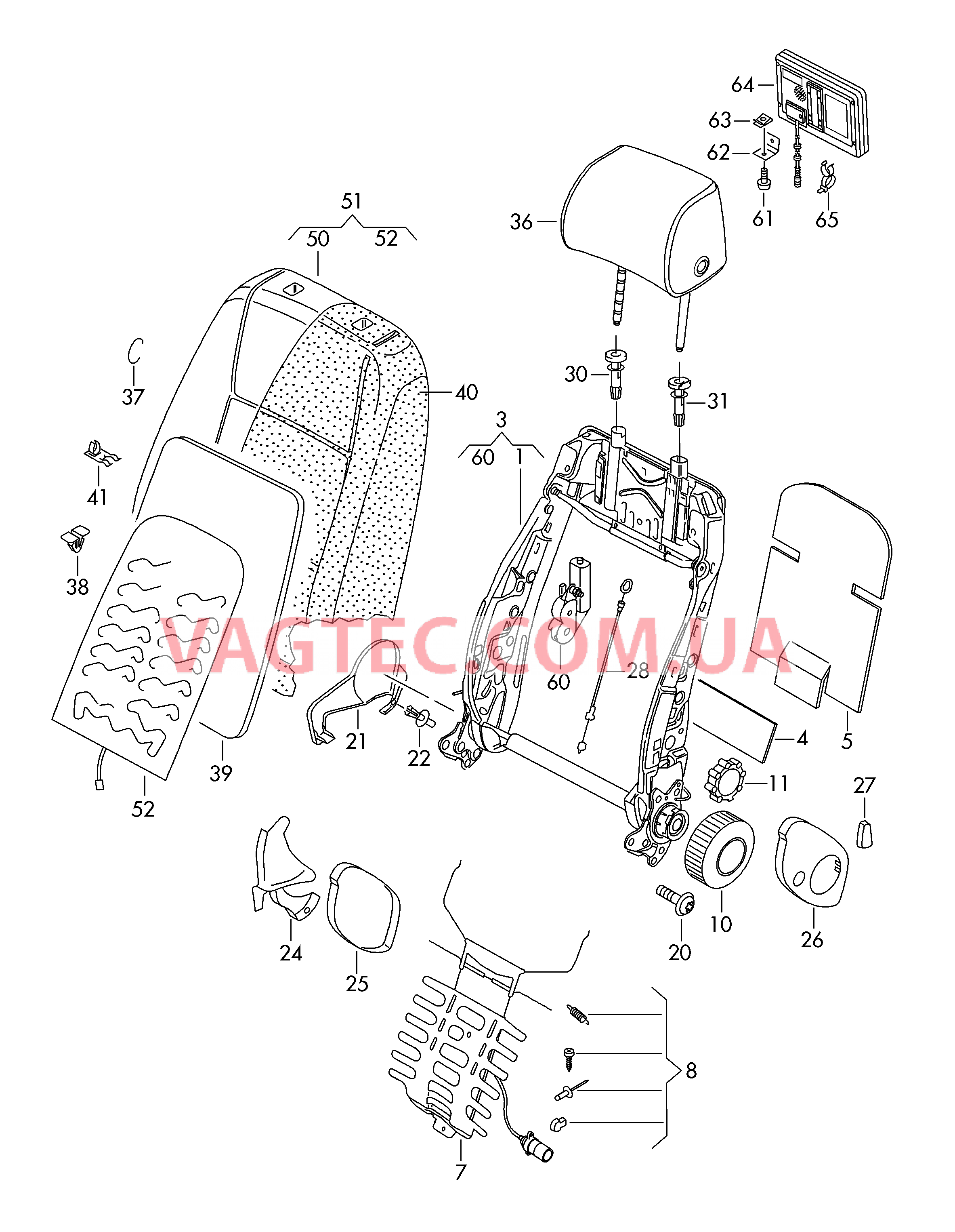 Cпинка  для VOLKSWAGEN Passat 2010