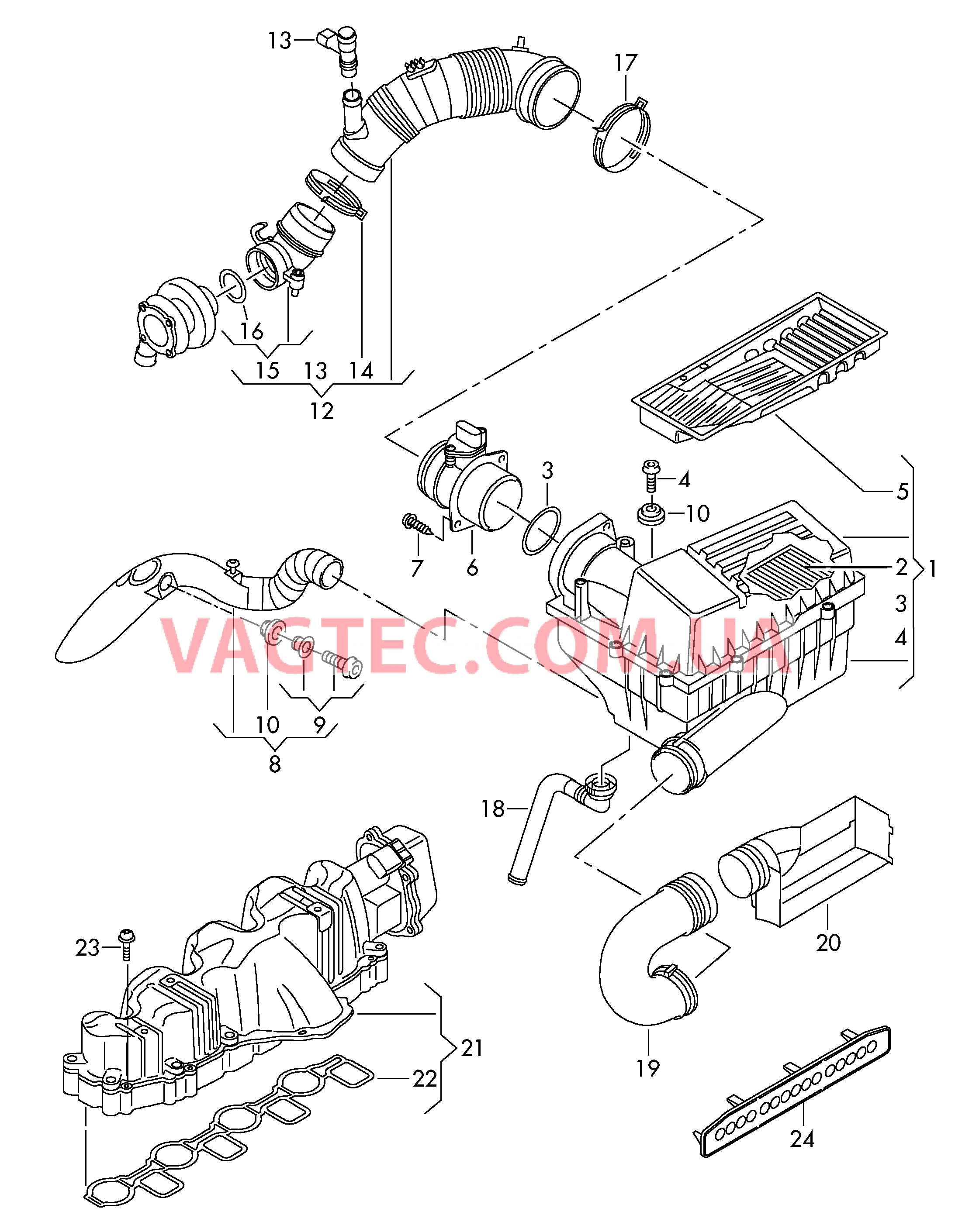 Возд. фильтр с сопутств. деталями  Патрубок впускного тракта  для VOLKSWAGEN Passat 2009