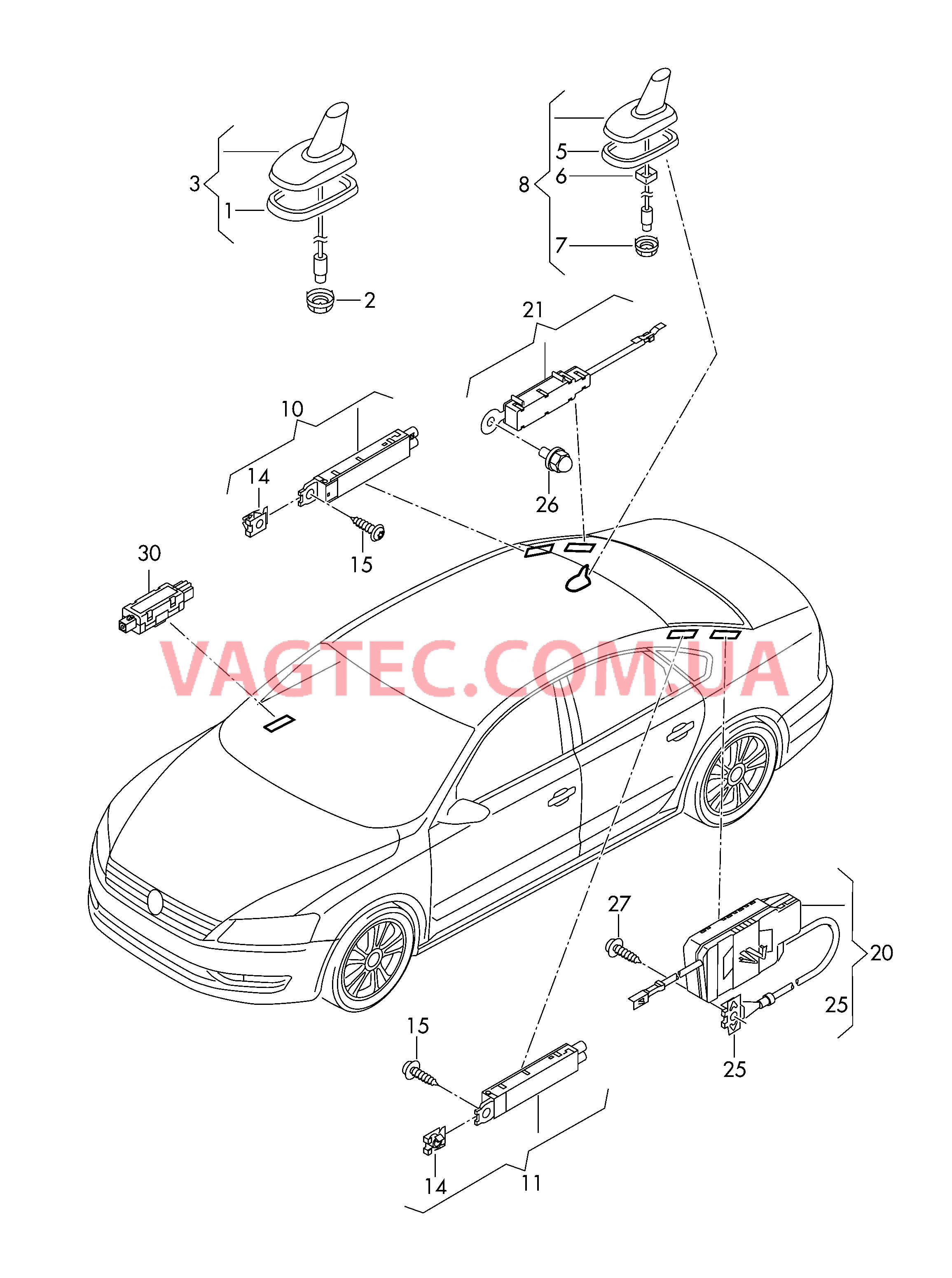 Антенна для крыши Усилитель антенны Помехоподавляющий фильтр  для VOLKSWAGEN Passat 2015