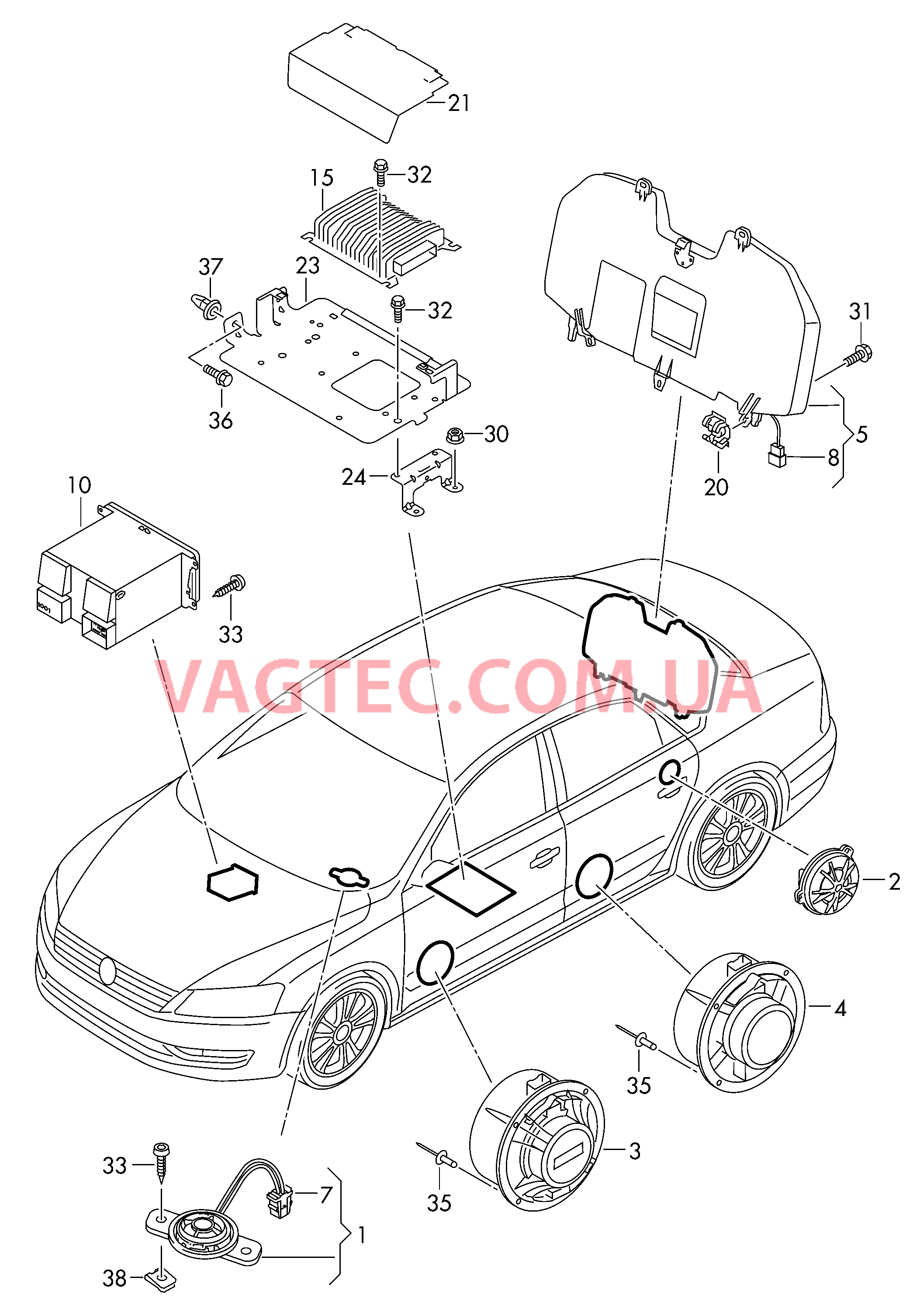 Электрические детали акустической системы  для VOLKSWAGEN Passat 2013