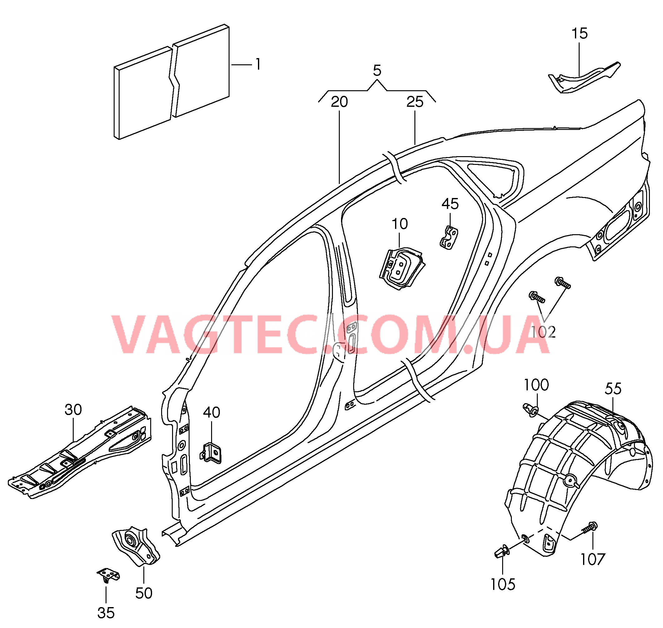 Отрезная деталь боковина Локер колесной арки  для VOLKSWAGEN Passat 2013