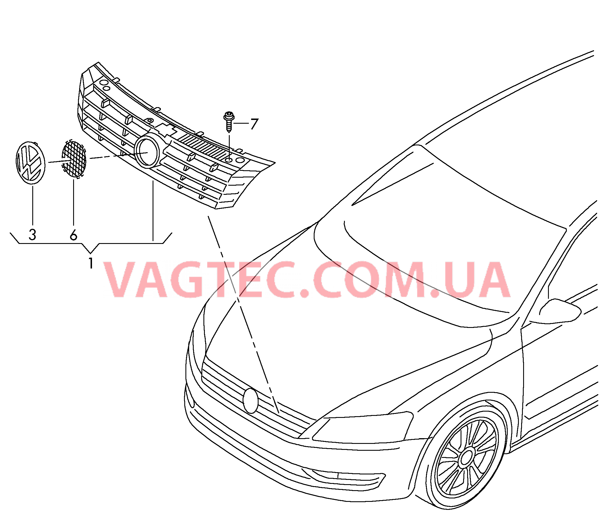 Решётка радиатора  для VOLKSWAGEN Passat 2014