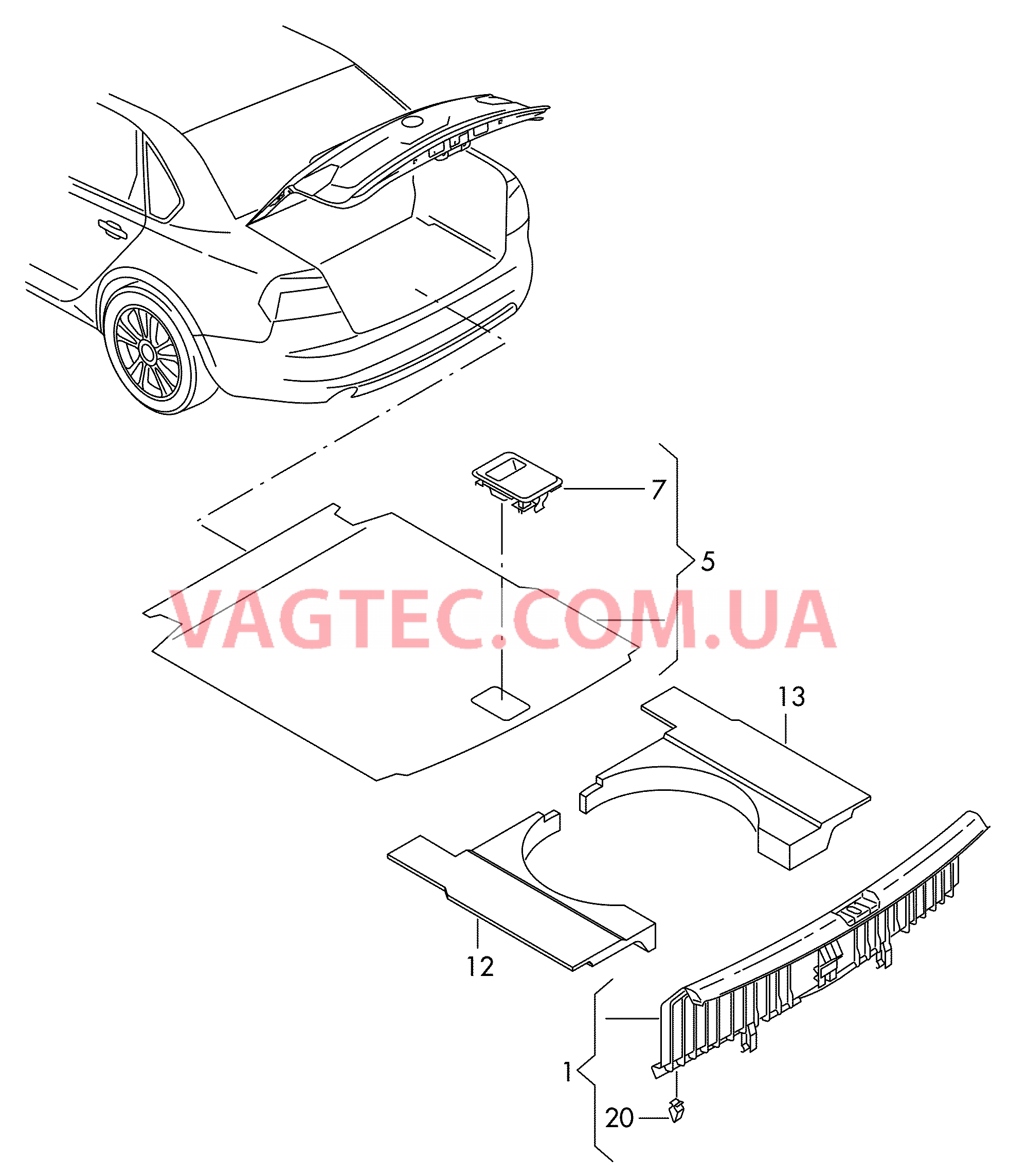 Коврик багажника Накладка для кронштейна замка  для VOLKSWAGEN Passat 2015