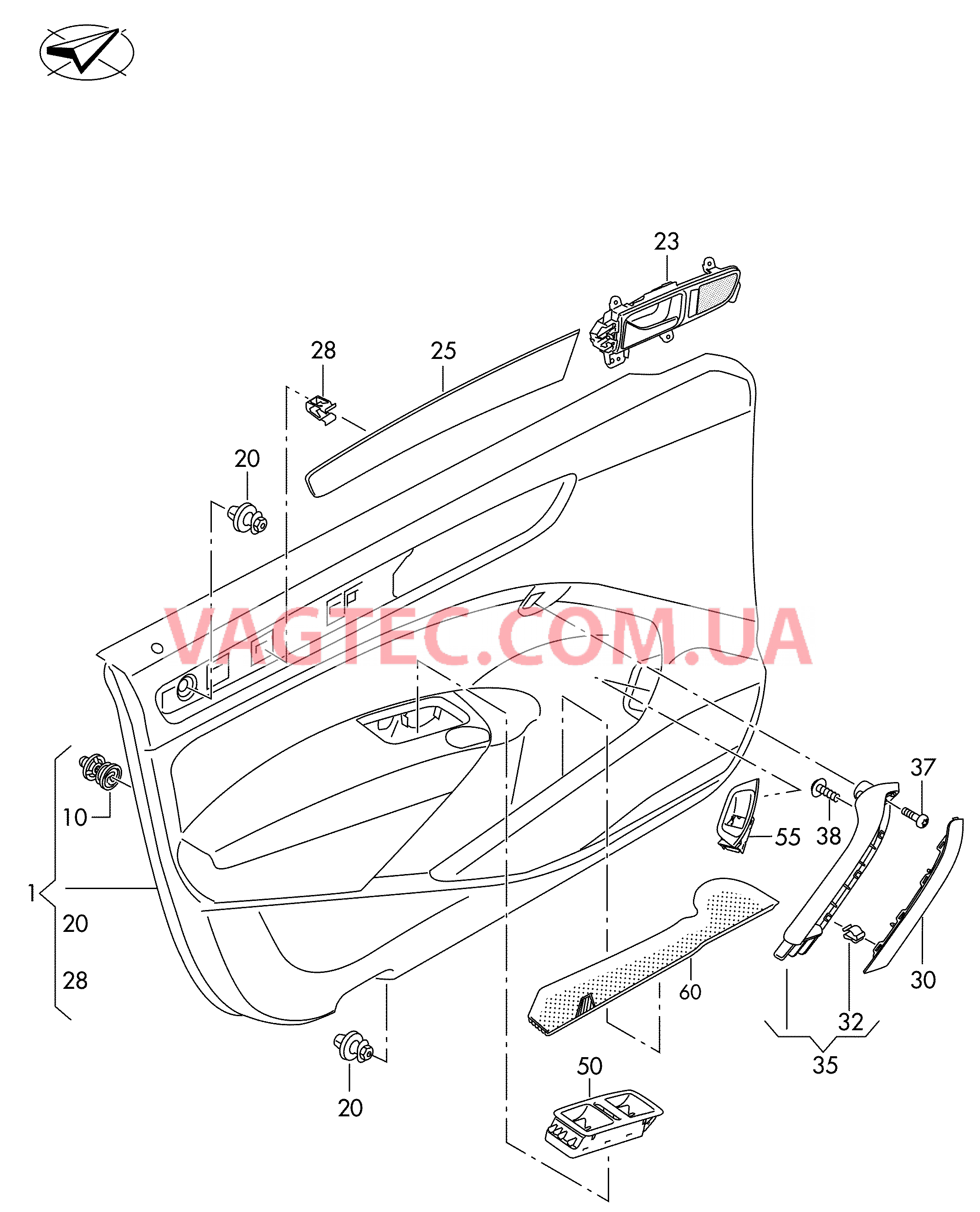 Обивка двери  для VOLKSWAGEN Passat 2015