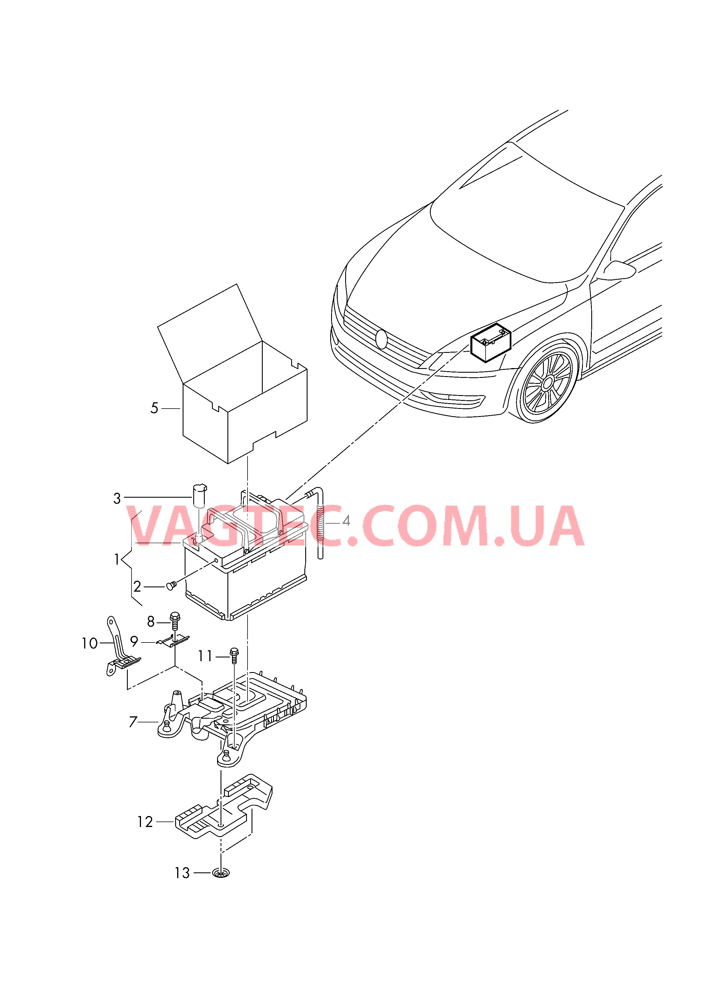 АКБ Детали не в сборе Защитный чехол АКБ Крепление АКБ  для VOLKSWAGEN Passat 2013