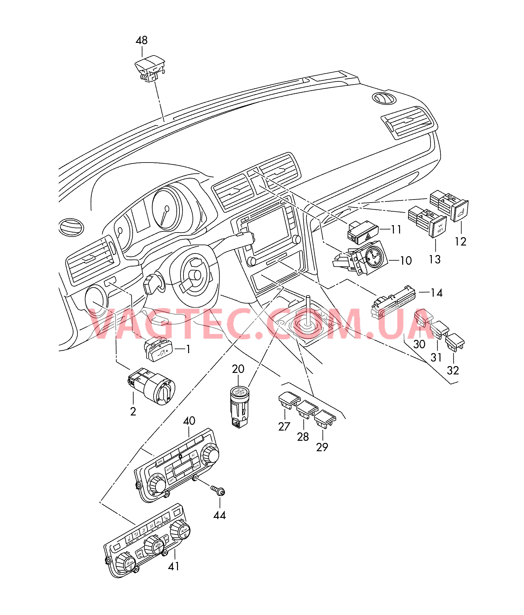 Выключатель света Выключатель в панели приборов Выключатель в централ. консоли БУ климатической установки Датчик интенс. солн. излуч.  для VOLKSWAGEN Passat 2014