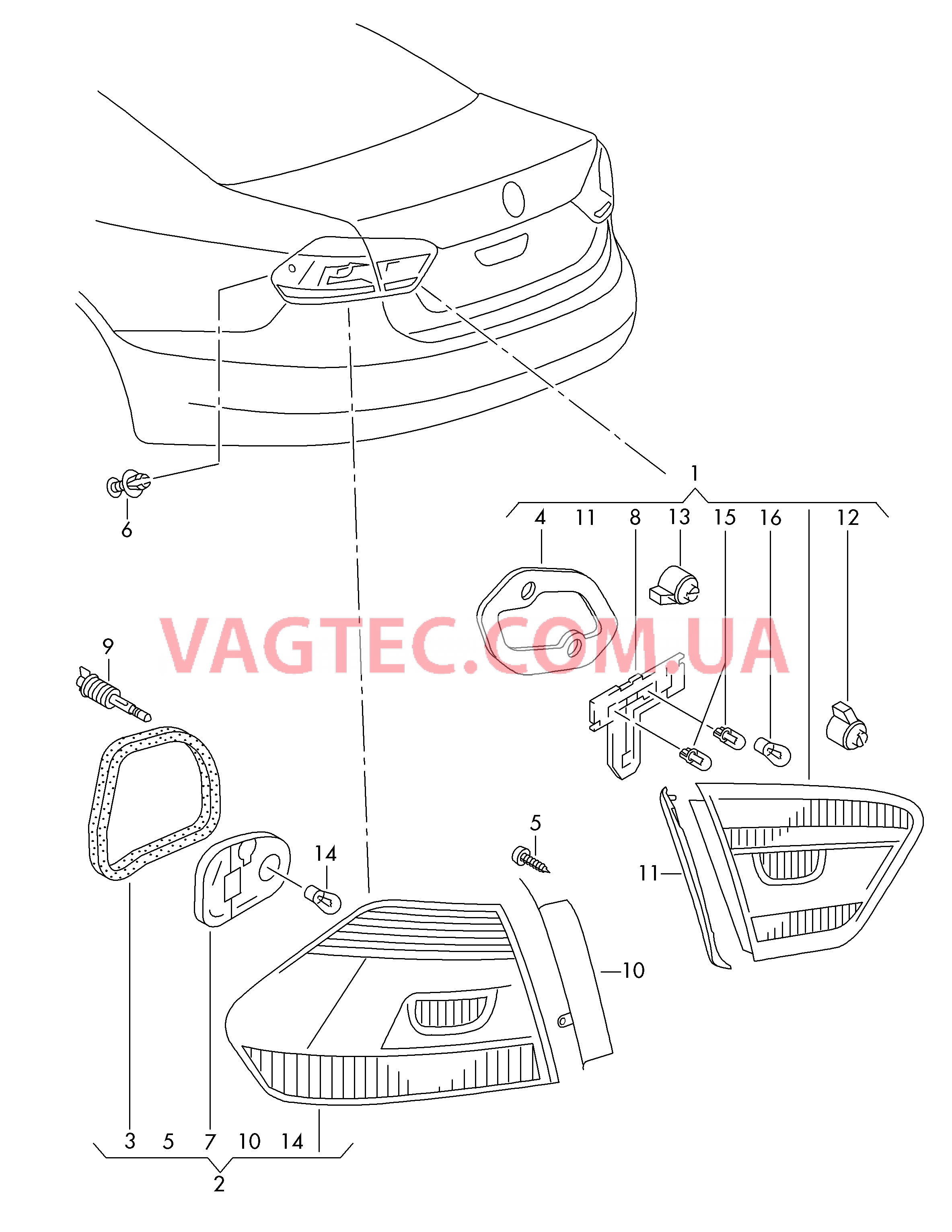 Задний фонарь  для VOLKSWAGEN Passat 2013