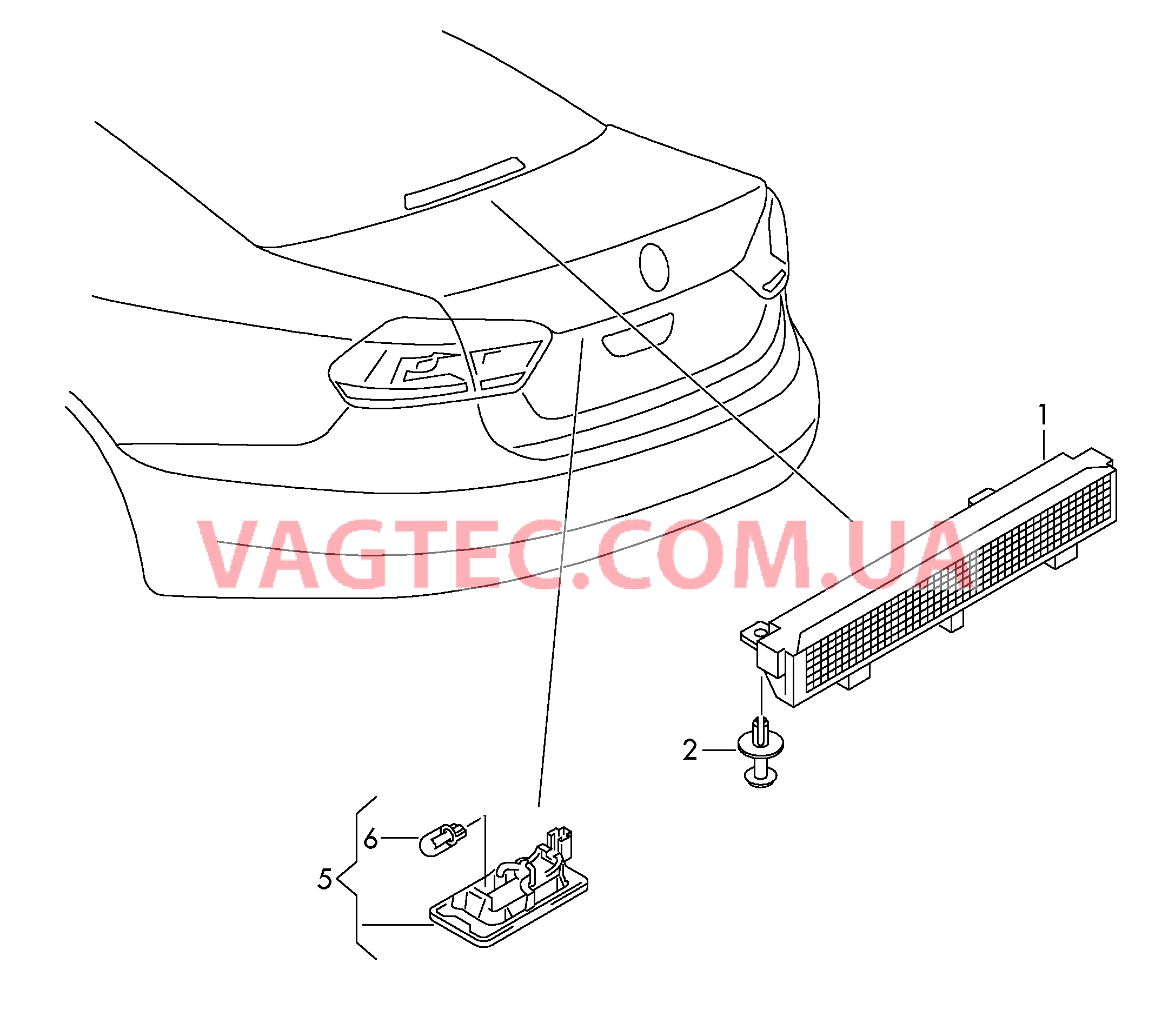 Верхний стоп-сигнал Плафон освещ. номерного знака  для VOLKSWAGEN Passat 2013