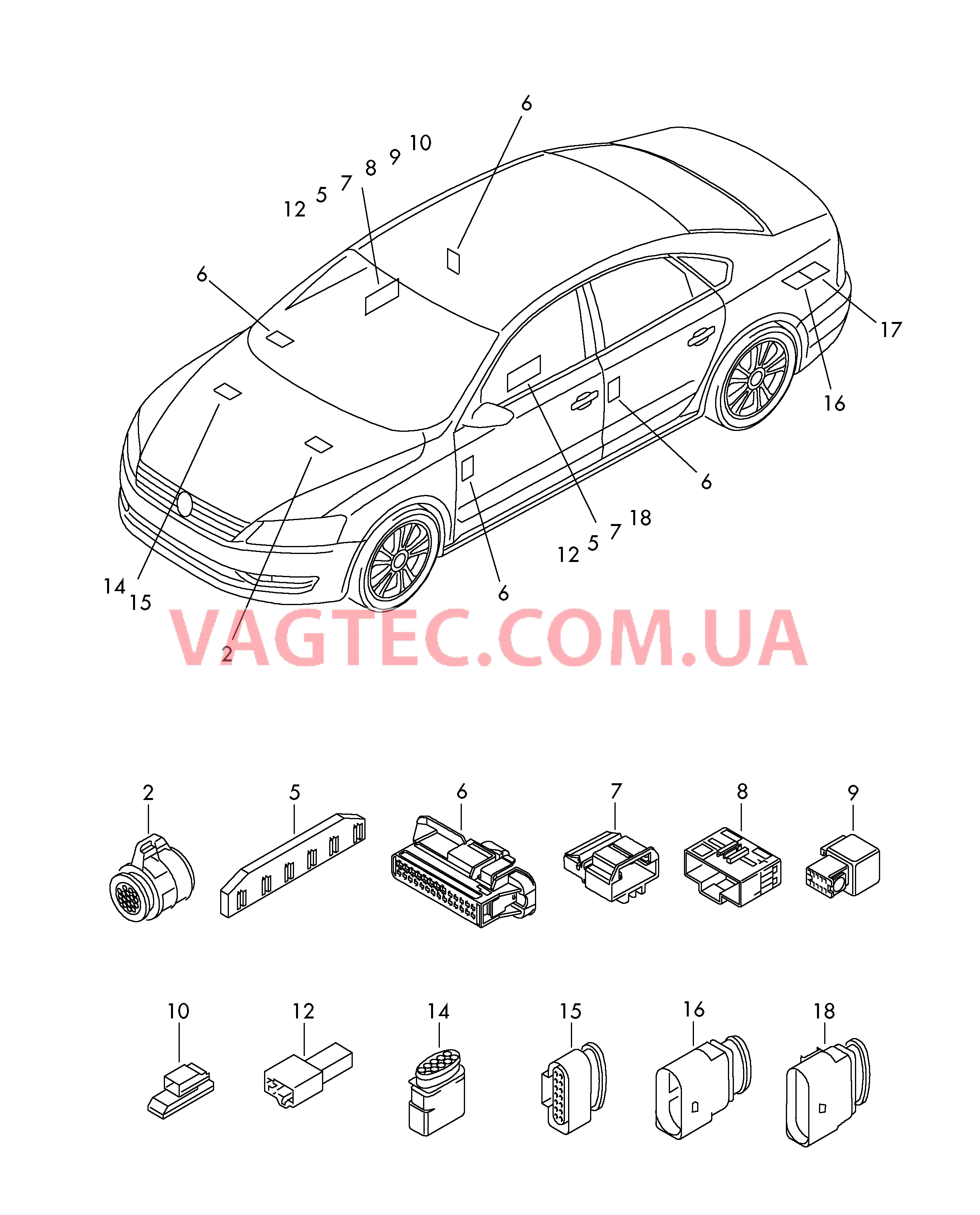 Центральный жгут Cоединение  для VOLKSWAGEN Passat 2015