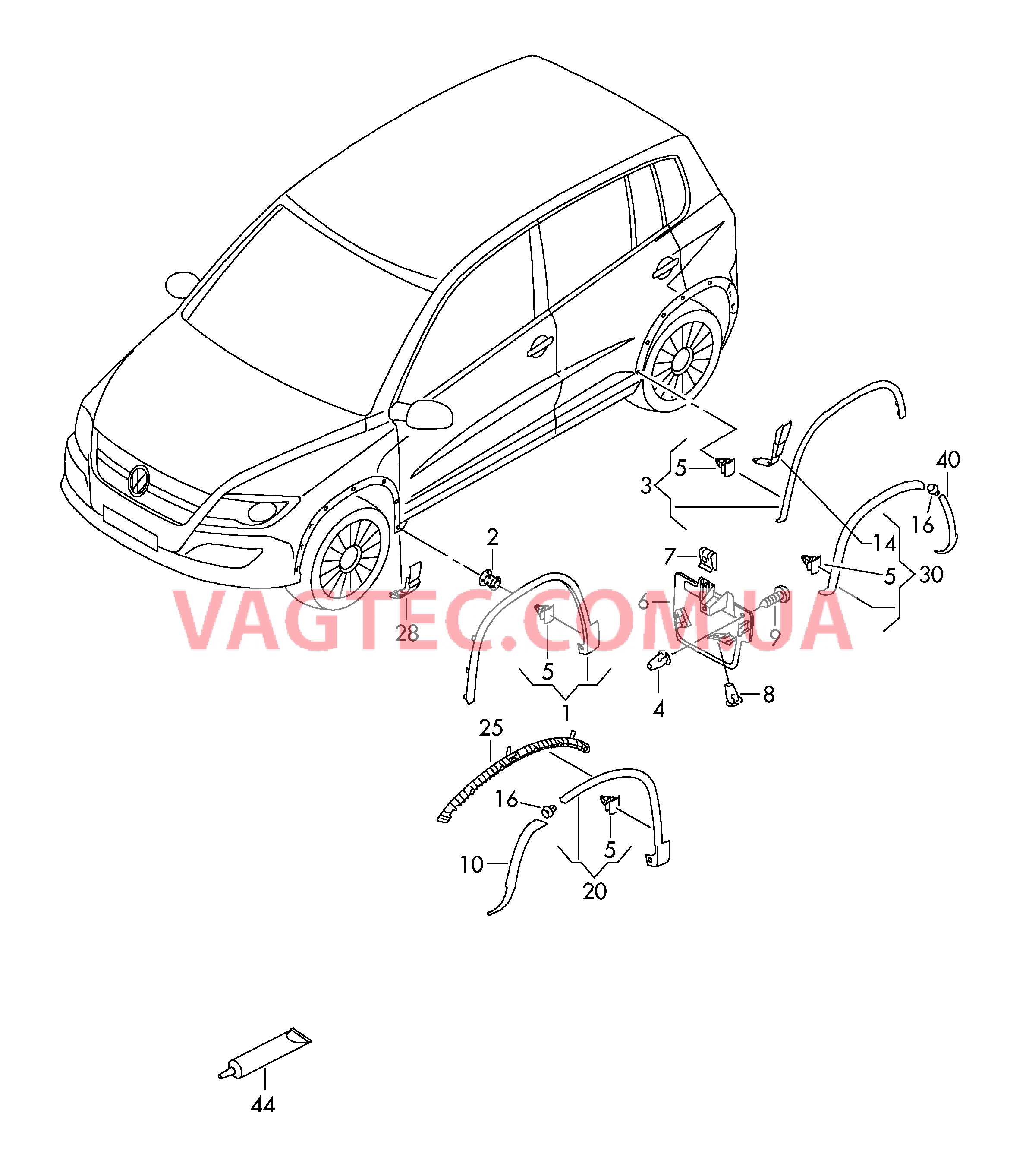 Оригинальные аксессуары Расширитель колёсной арки   для VOLKSWAGEN Tiguan 2009