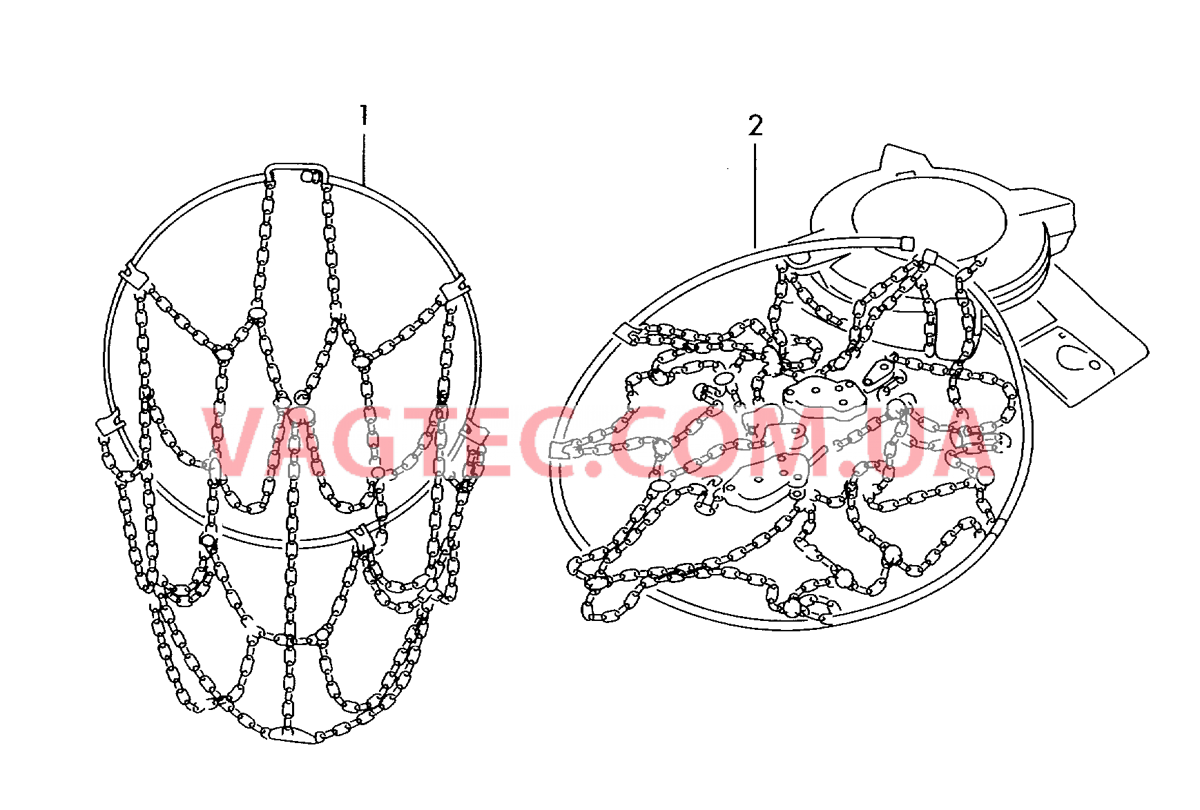Оригинальные аксессуары 1 к-т цепей противоскольжения   для VOLKSWAGEN Tiguan 2012
