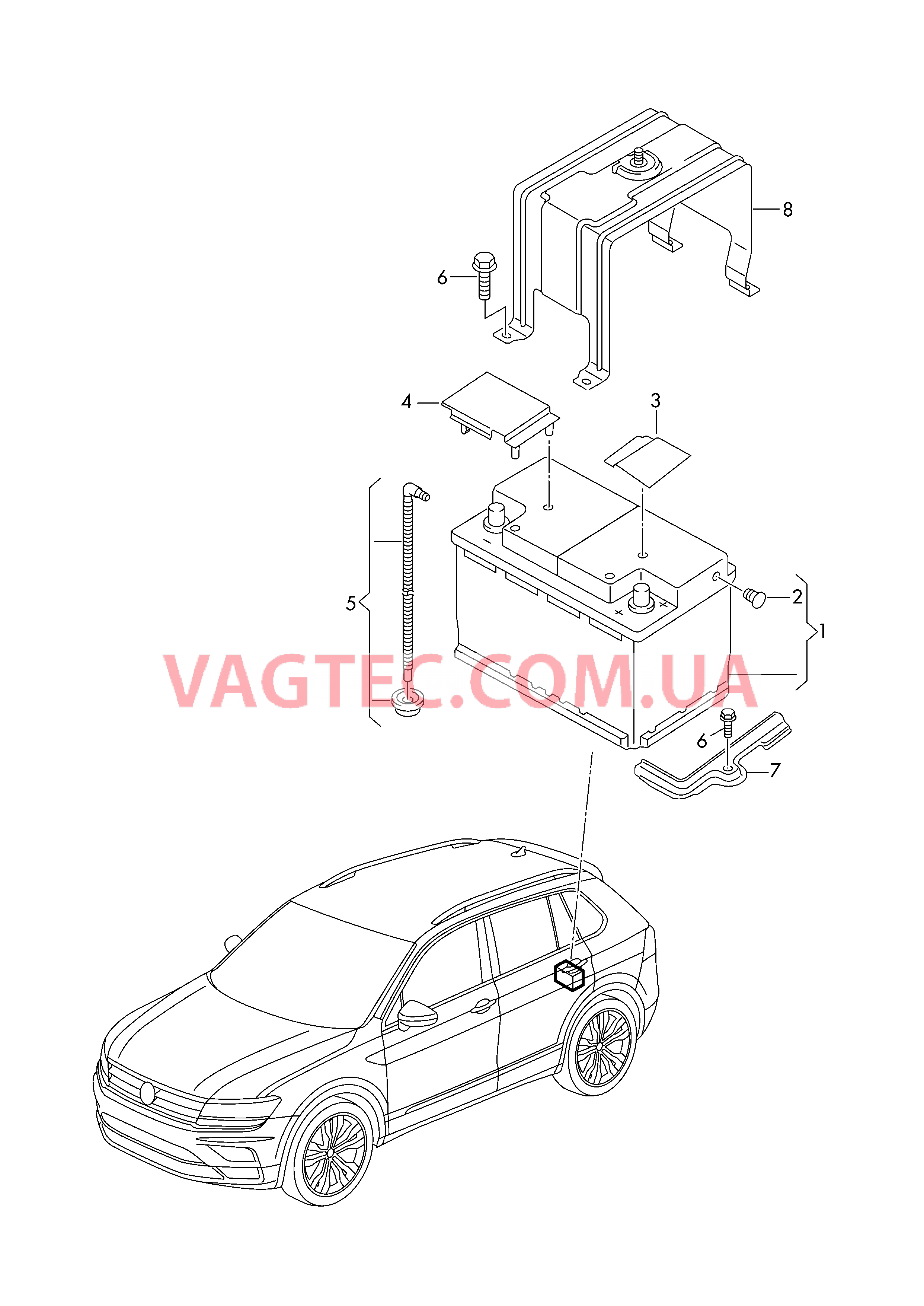 АКБ Крепление АКБ Детали не в сборе  для VOLKSWAGEN Tiguan 2017-1