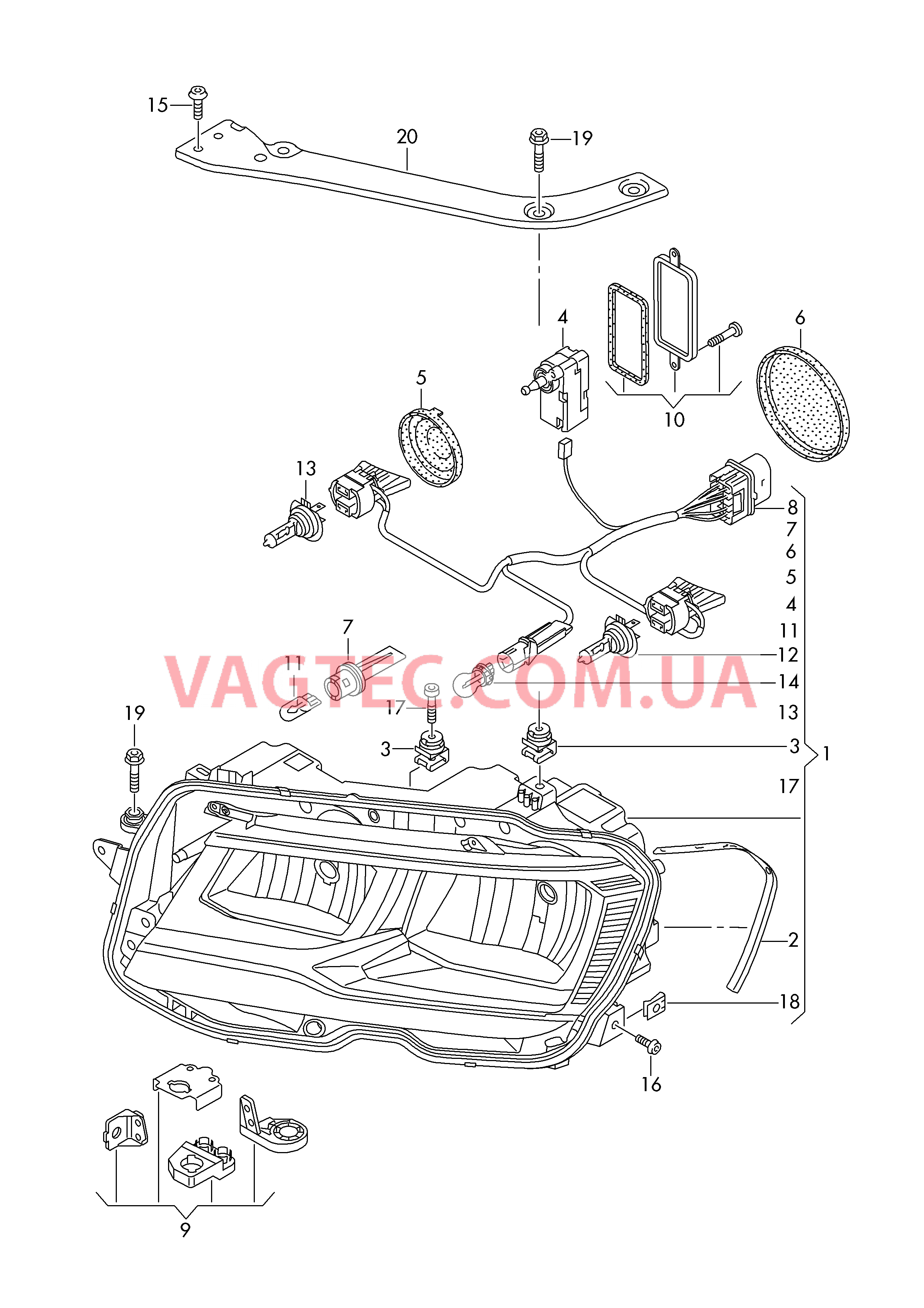 Двойная галогенная фара  D             >> - 23.04.2017 для VOLKSWAGEN TIGL 2018