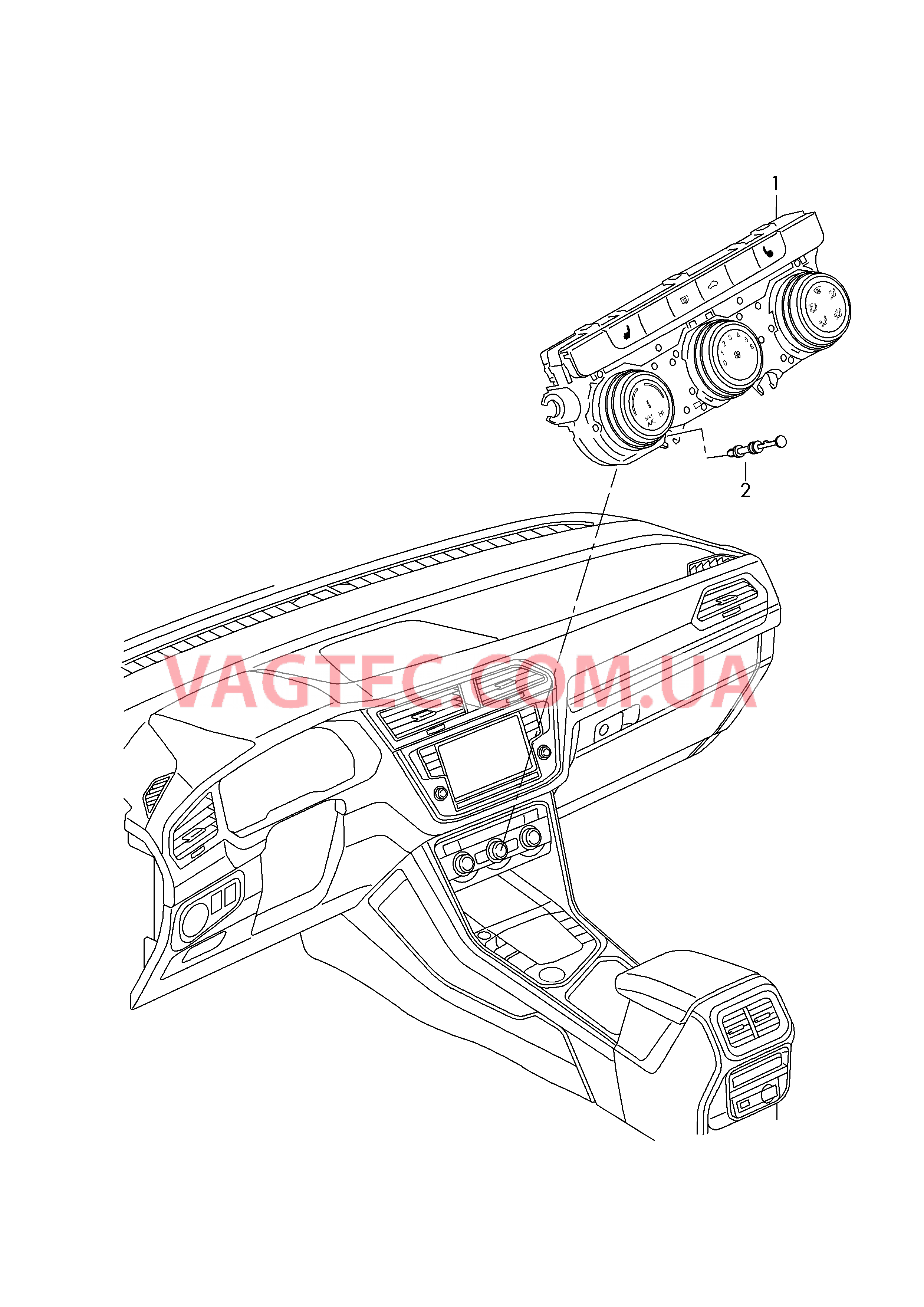 БУ системы электронного регулирования отопителя  Панель управления и индикации БУ отопителя с электронным управлением         при необх. использов. с:  для VOLKSWAGEN Tiguan 2017-1