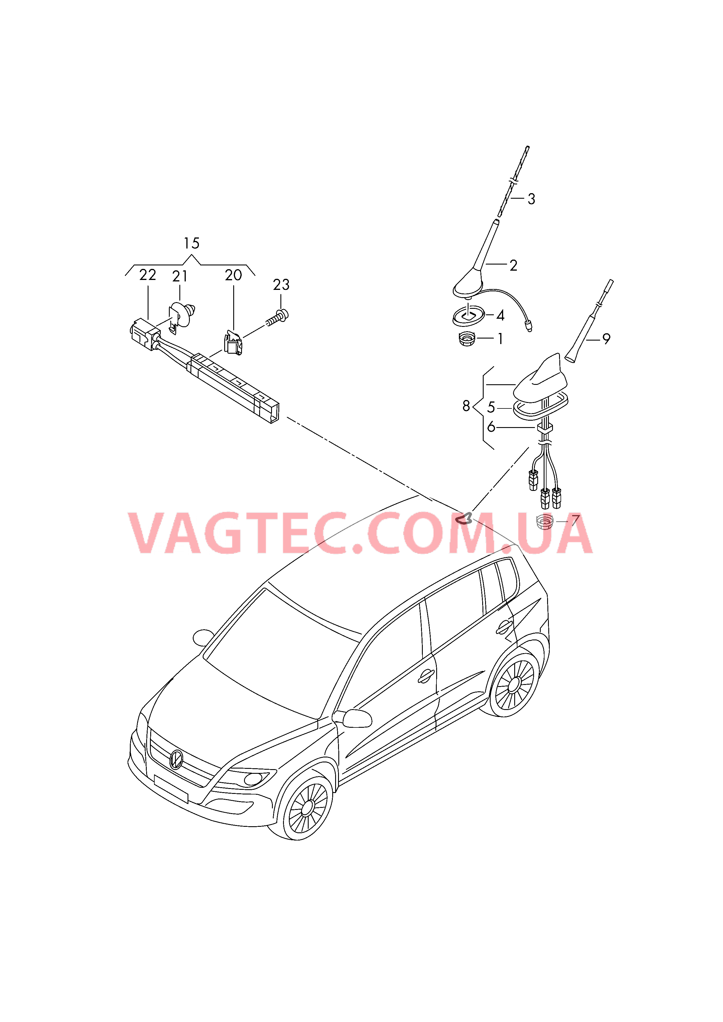 Антенна для крыши Усилитель антенны  для VOLKSWAGEN Tiguan 2011