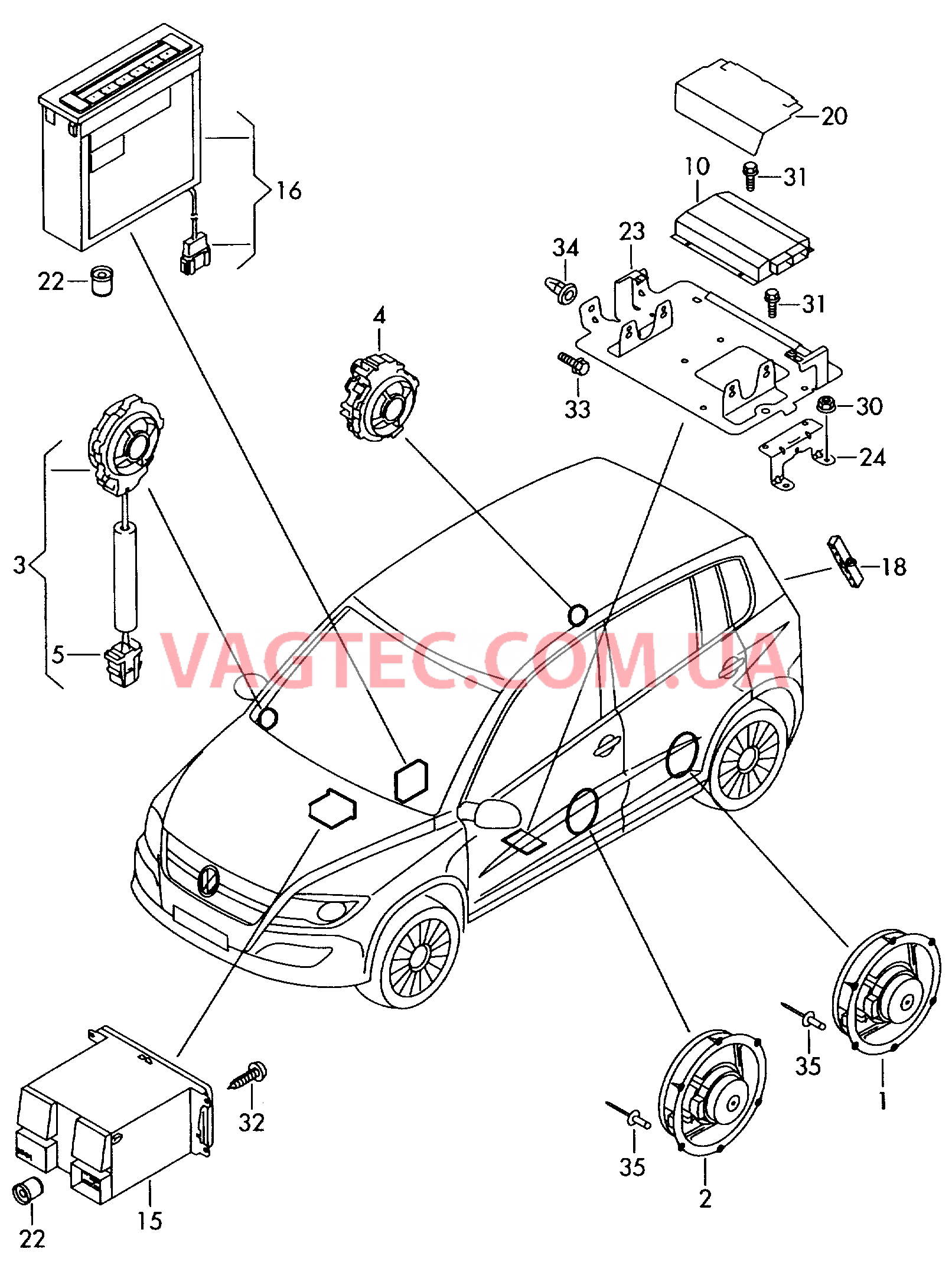 Электрические детали акустической системы для VW TIGUAN   для VOLKSWAGEN Tiguan 2008