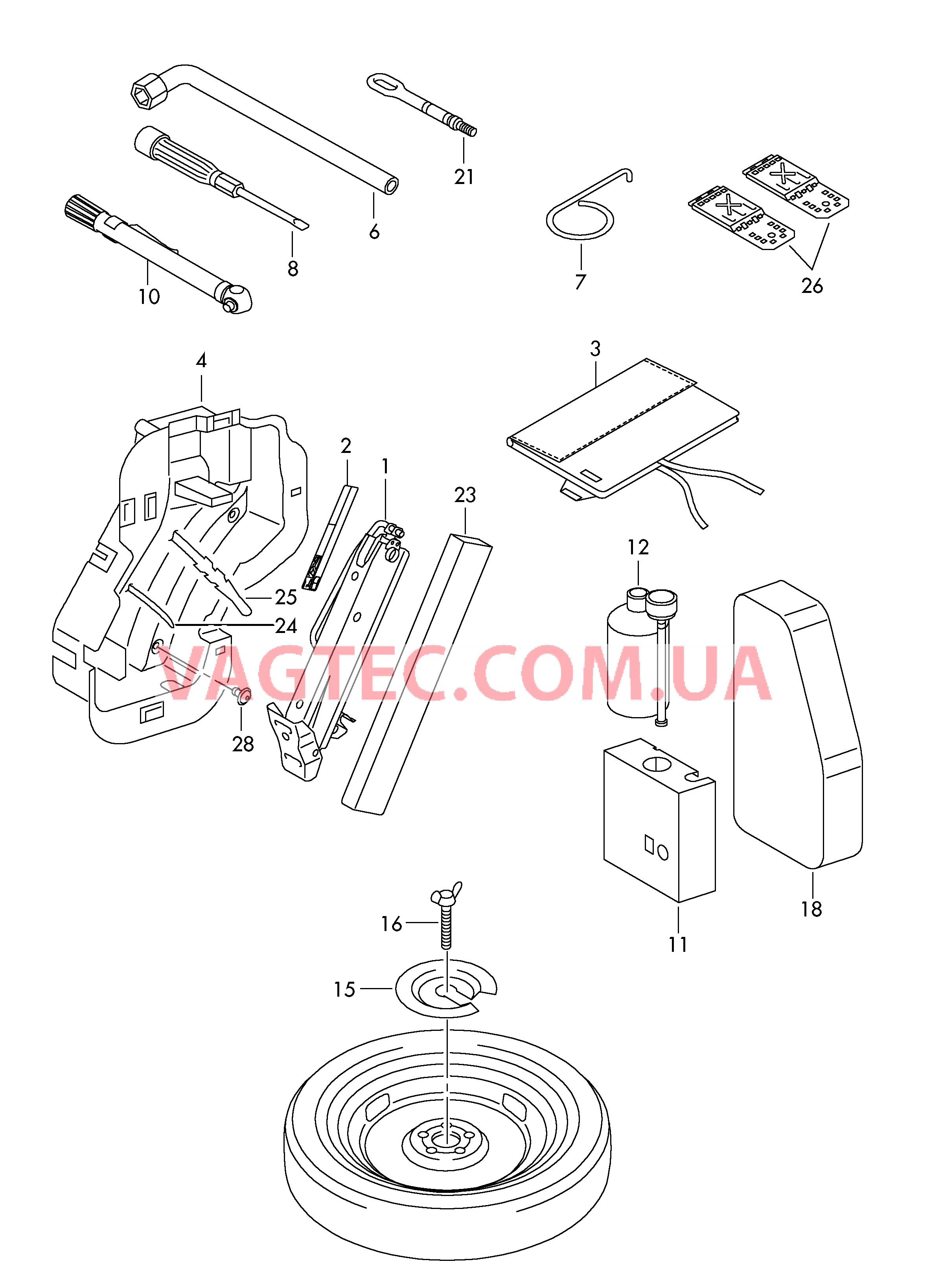 Домкрат автомобильный, Бортовой инструмент для VW TIGUAN   для VOLKSWAGEN Tiguan 2008