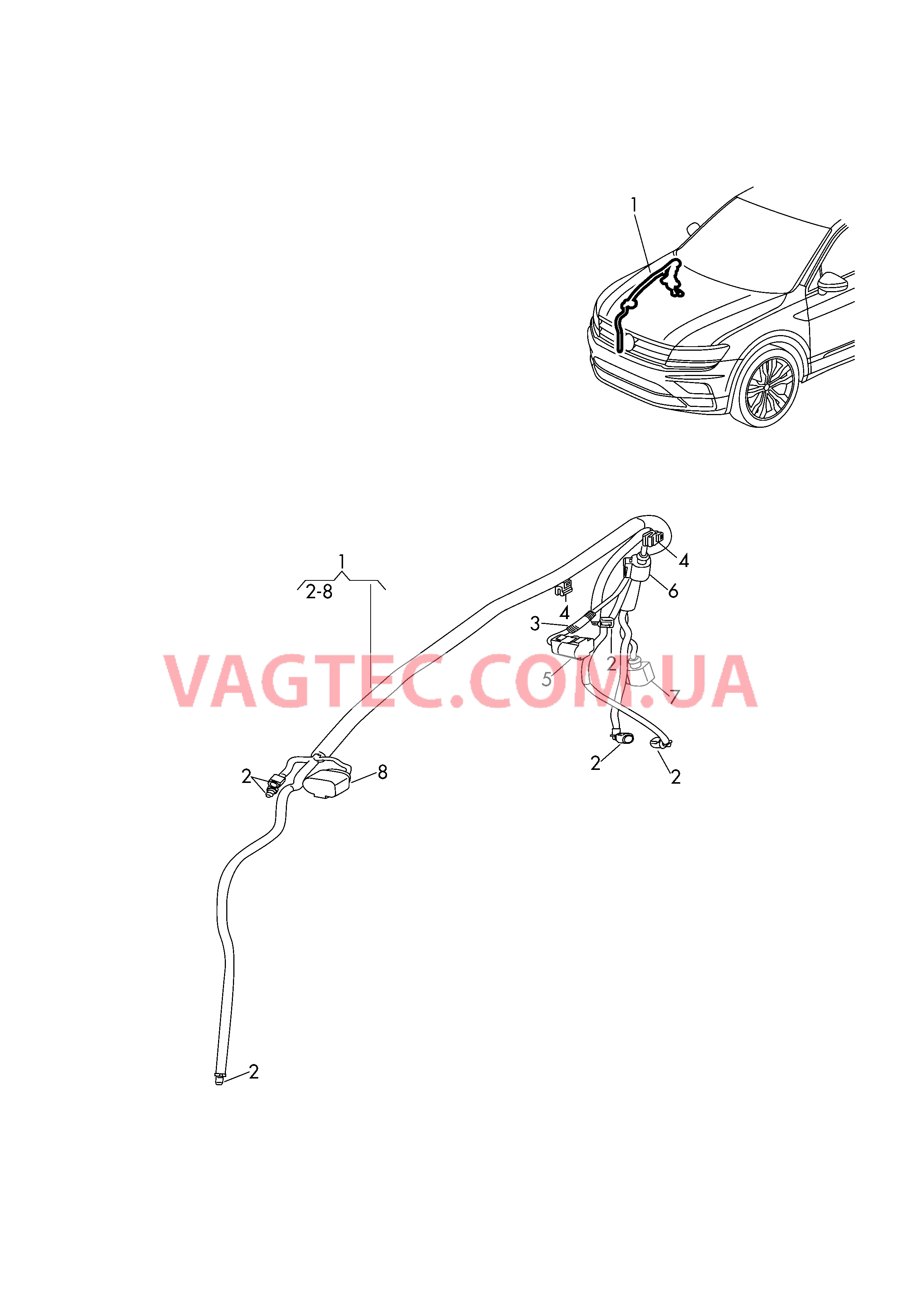 Жгут проводов бачка омывателя  для VOLKSWAGEN Tiguan 2017-1