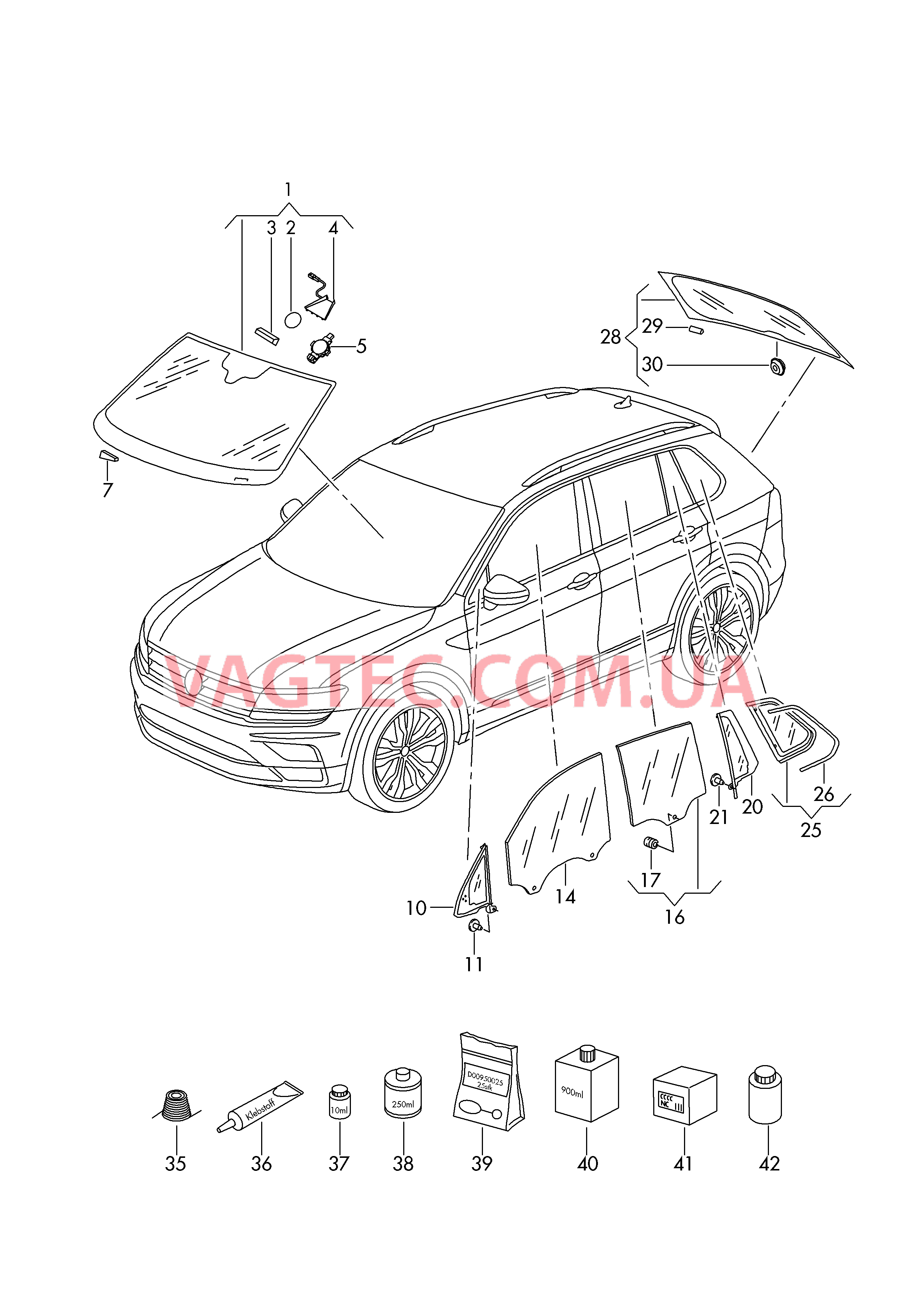 Стёкла  для VOLKSWAGEN Tiguan 2016-1