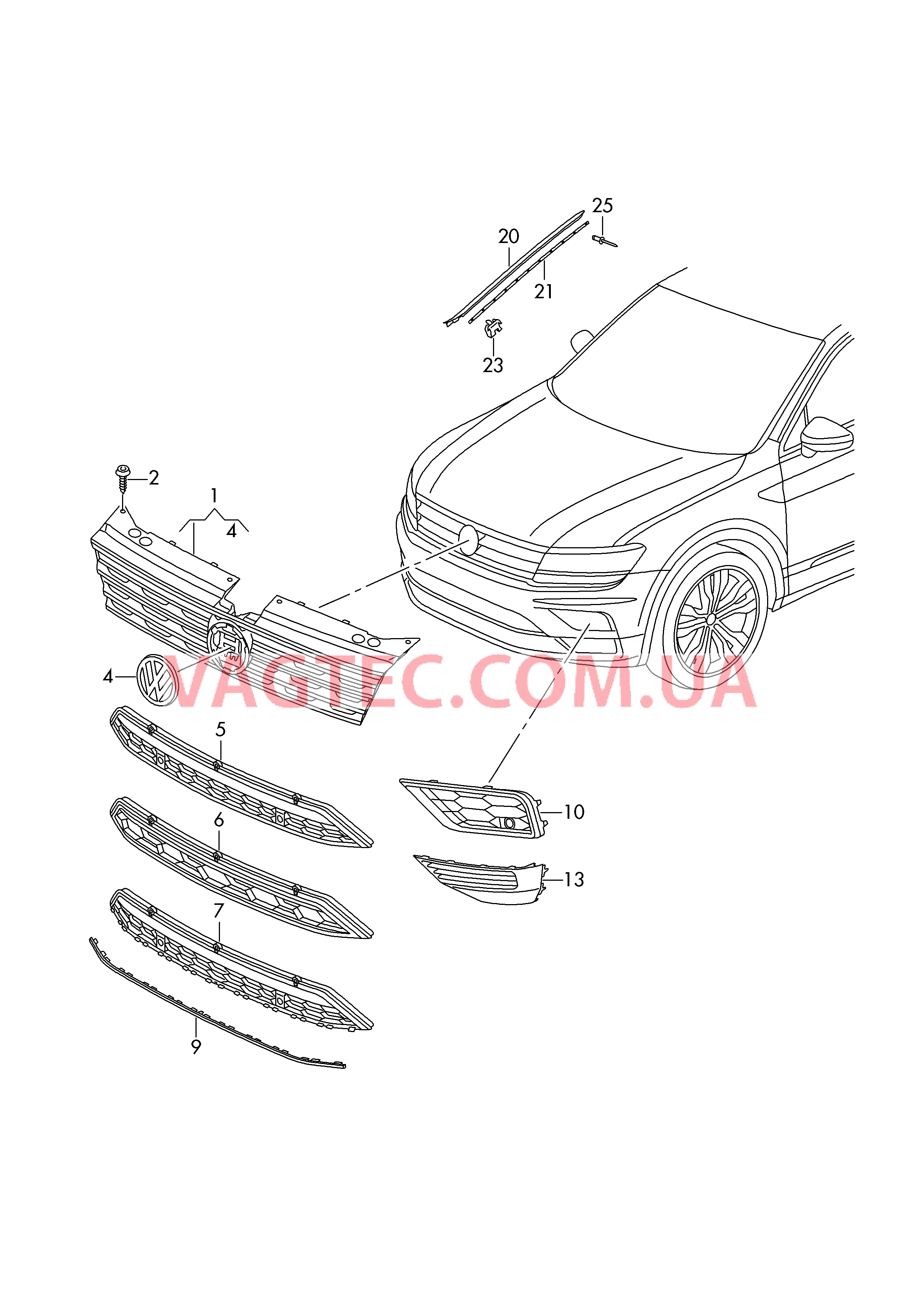 Решётка радиатора Водоотводящий щиток  для VOLKSWAGEN Tiguan 2016-1